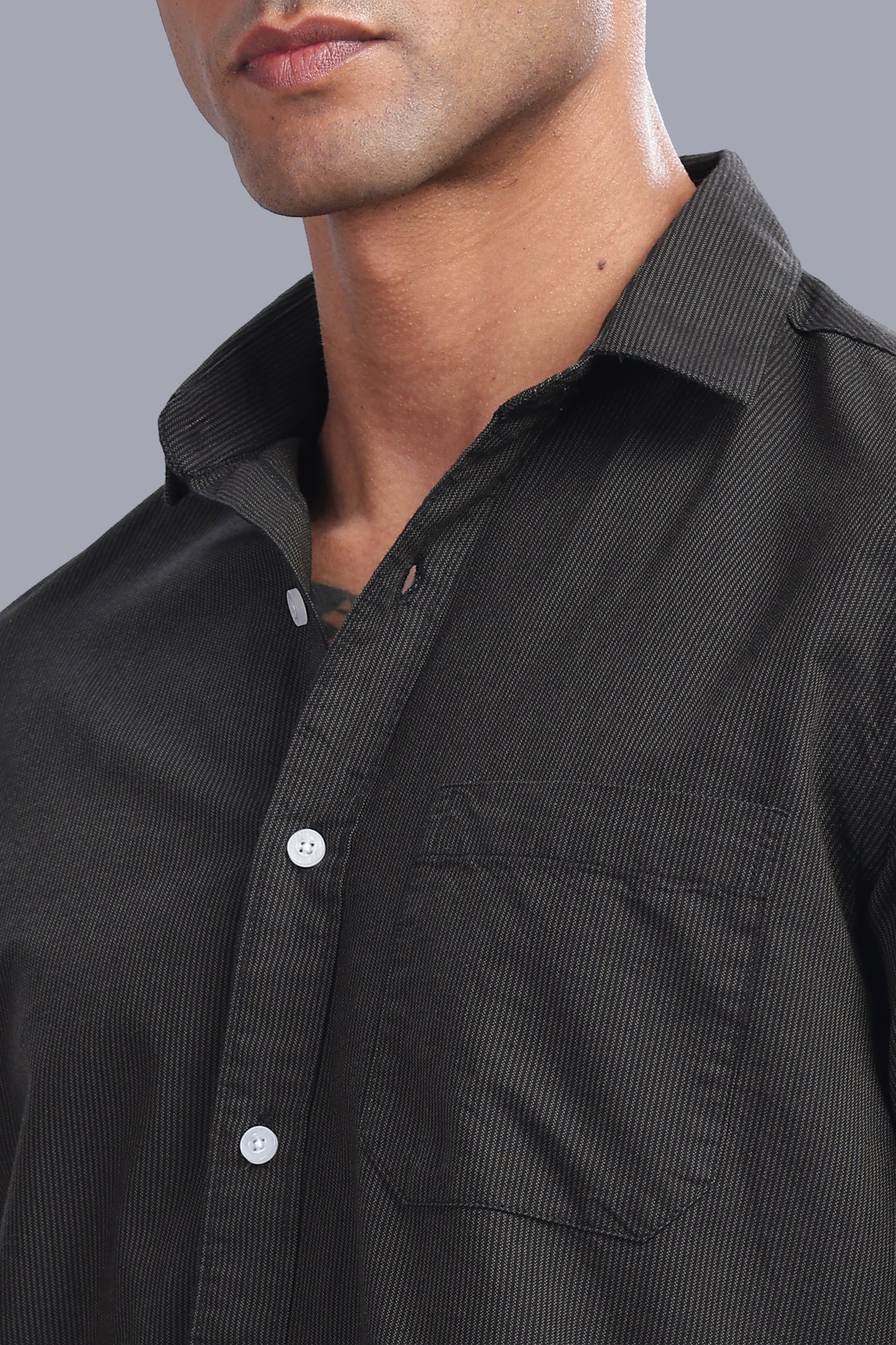 Attire Craft Charcoal Grey Oxford Micro Stripe Shirt