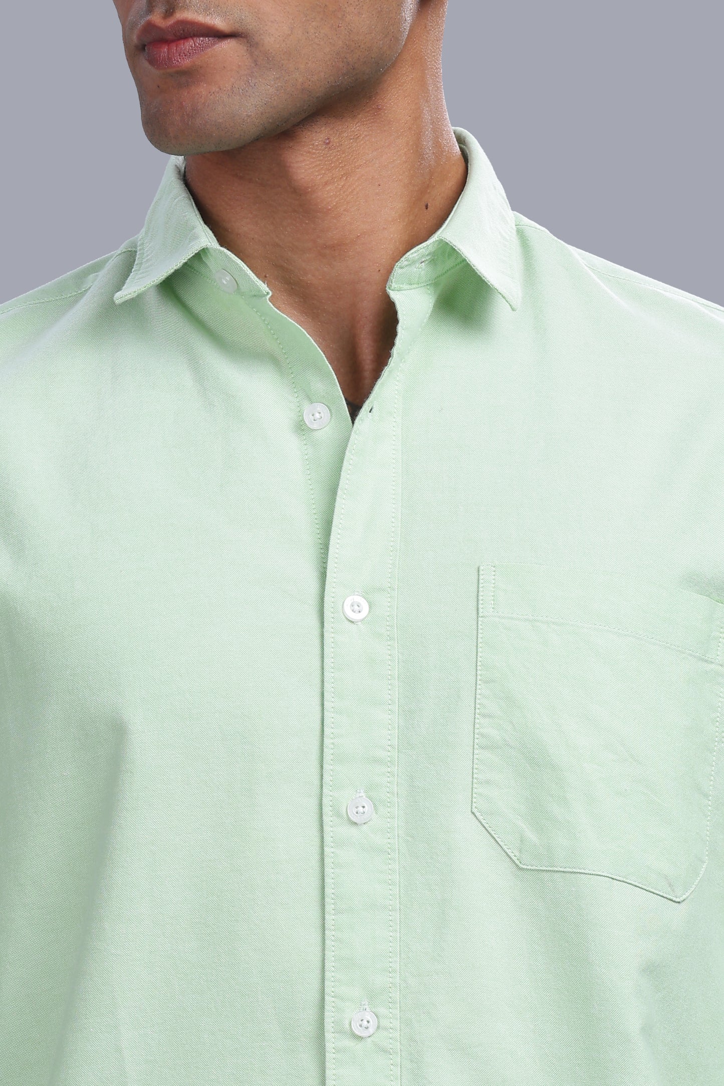 Attire Craft Men’s Mint Green Oxford Cotton Solid Casual Shirt