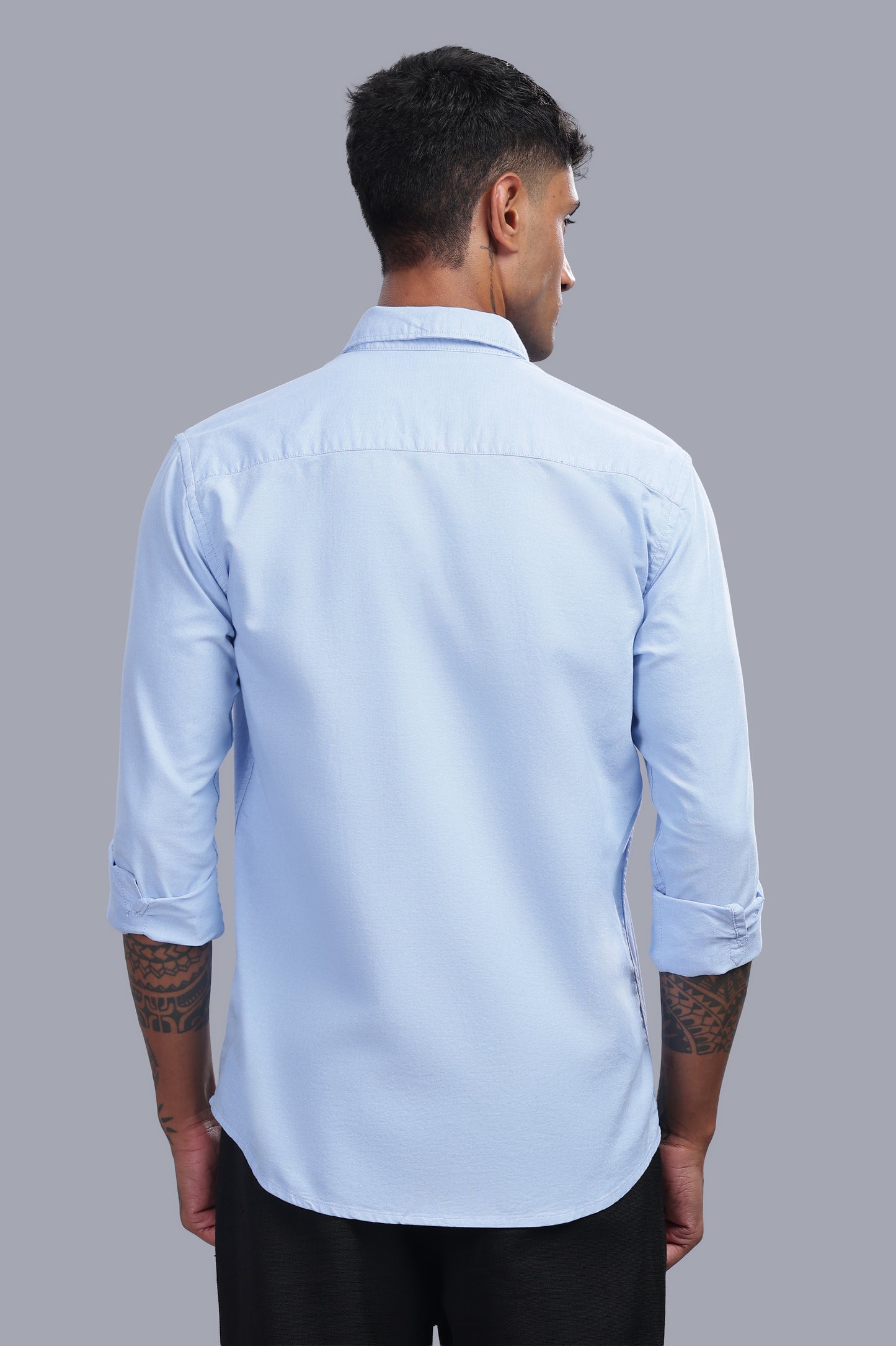 Attire Craft Men’s Baby Blue Oxford Cotton Solid Shirt