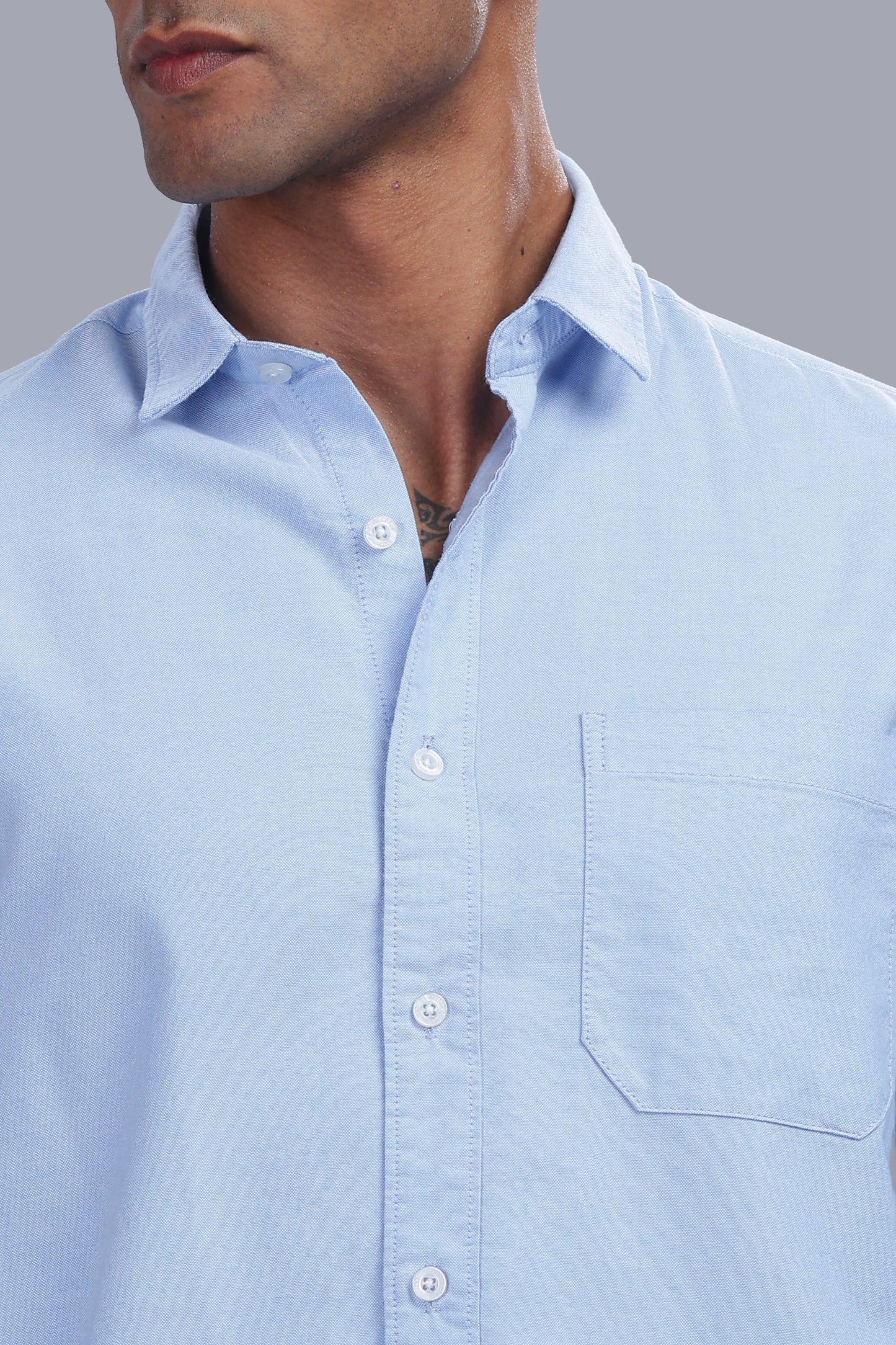 Attire Craft Men’s Baby Blue Oxford Cotton Solid Shirt