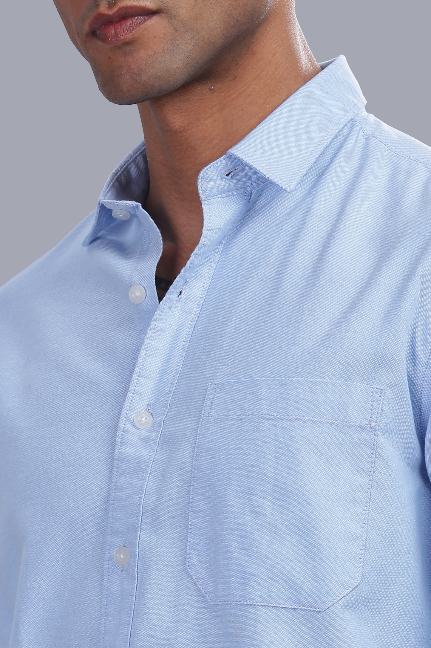 Attire Craft Men’s Baby Blue Oxford Cotton Solid Shirt