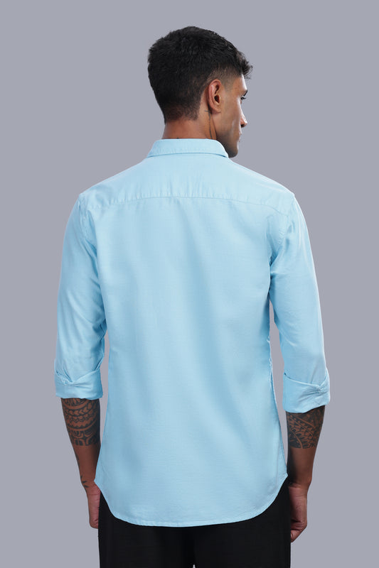 Attire Craft Men’s Aqua Blue Oxford Cotton Solid Shirt
