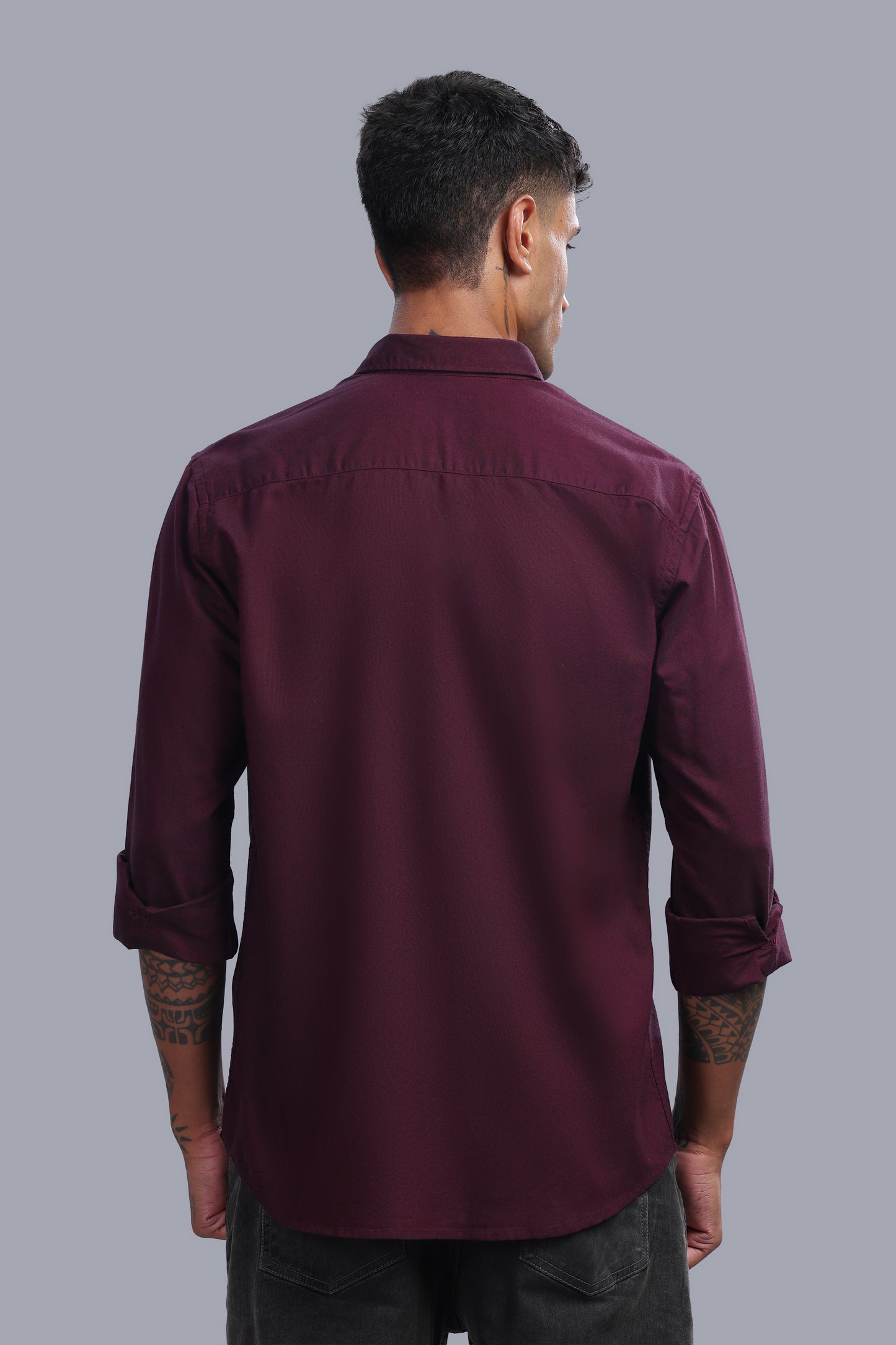 Attire Craft Men’s Wine Burgundy Oxford Cotton Solid Shirt