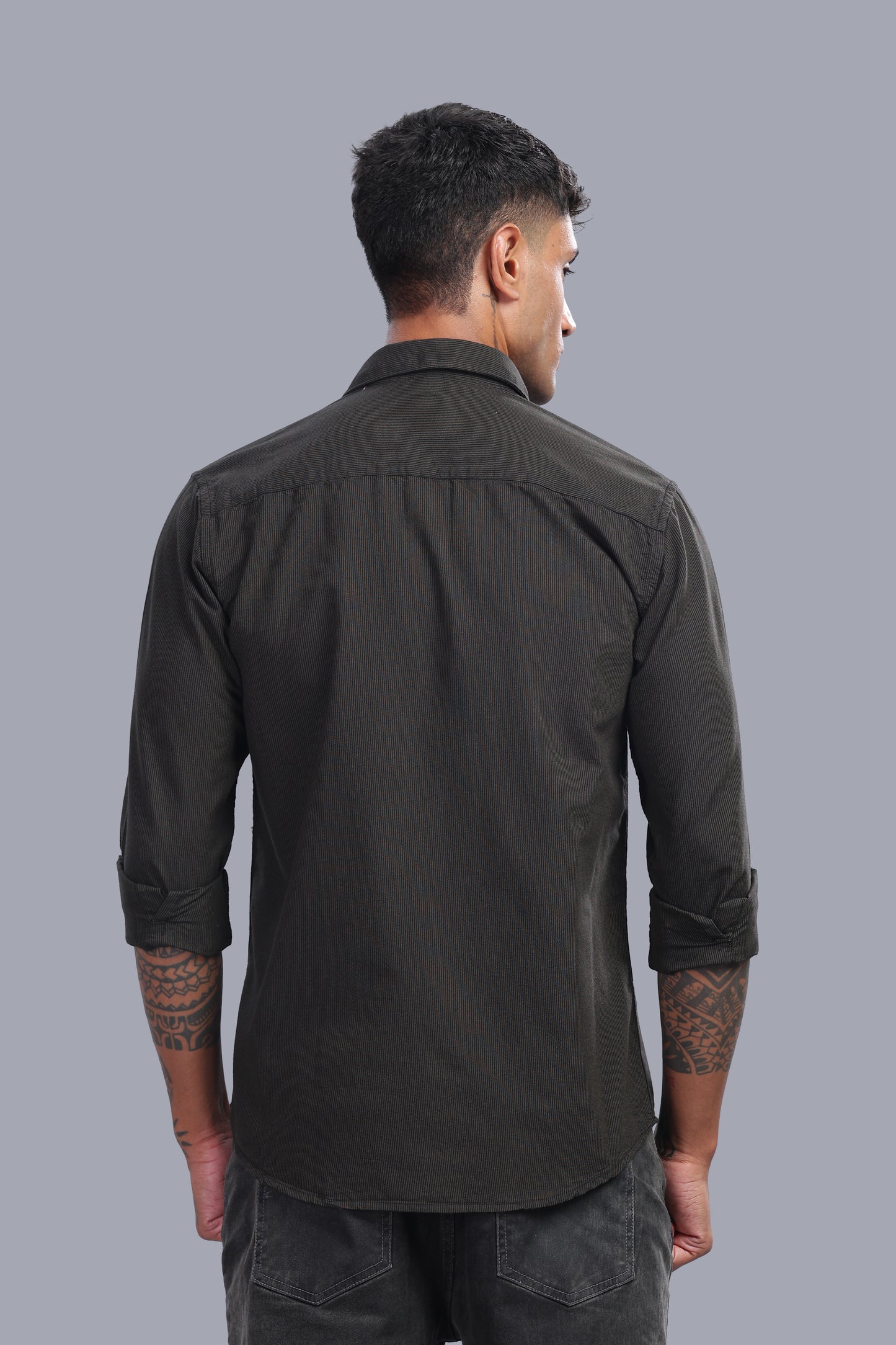 Attire Craft Charcoal Grey Oxford Micro Stripe Shirt