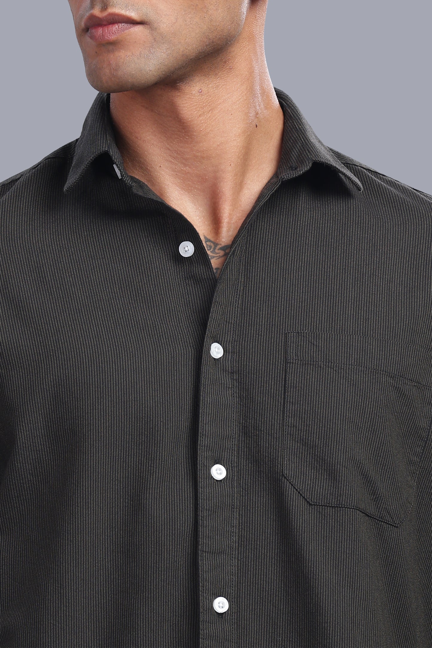 Attire Craft Charcoal Grey Oxford Micro Stripe Shirt