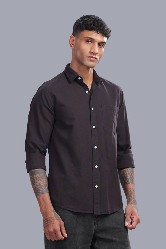 Attire Craft Coffee Brown Oxford Cotton Micro Stripe Shirt