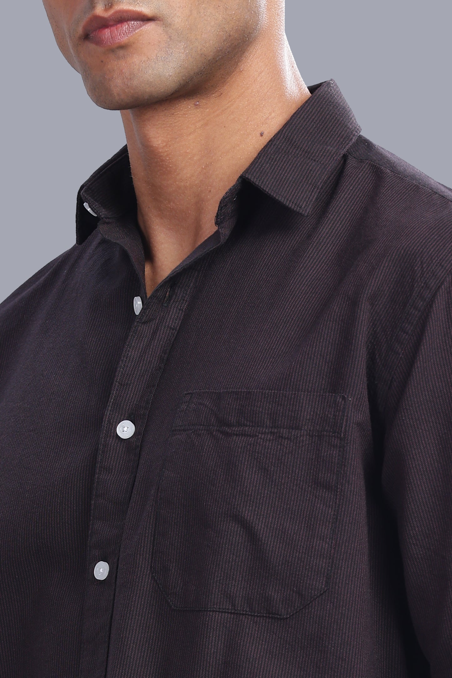 Attire Craft Coffee Brown Oxford Cotton Micro Stripe Shirt