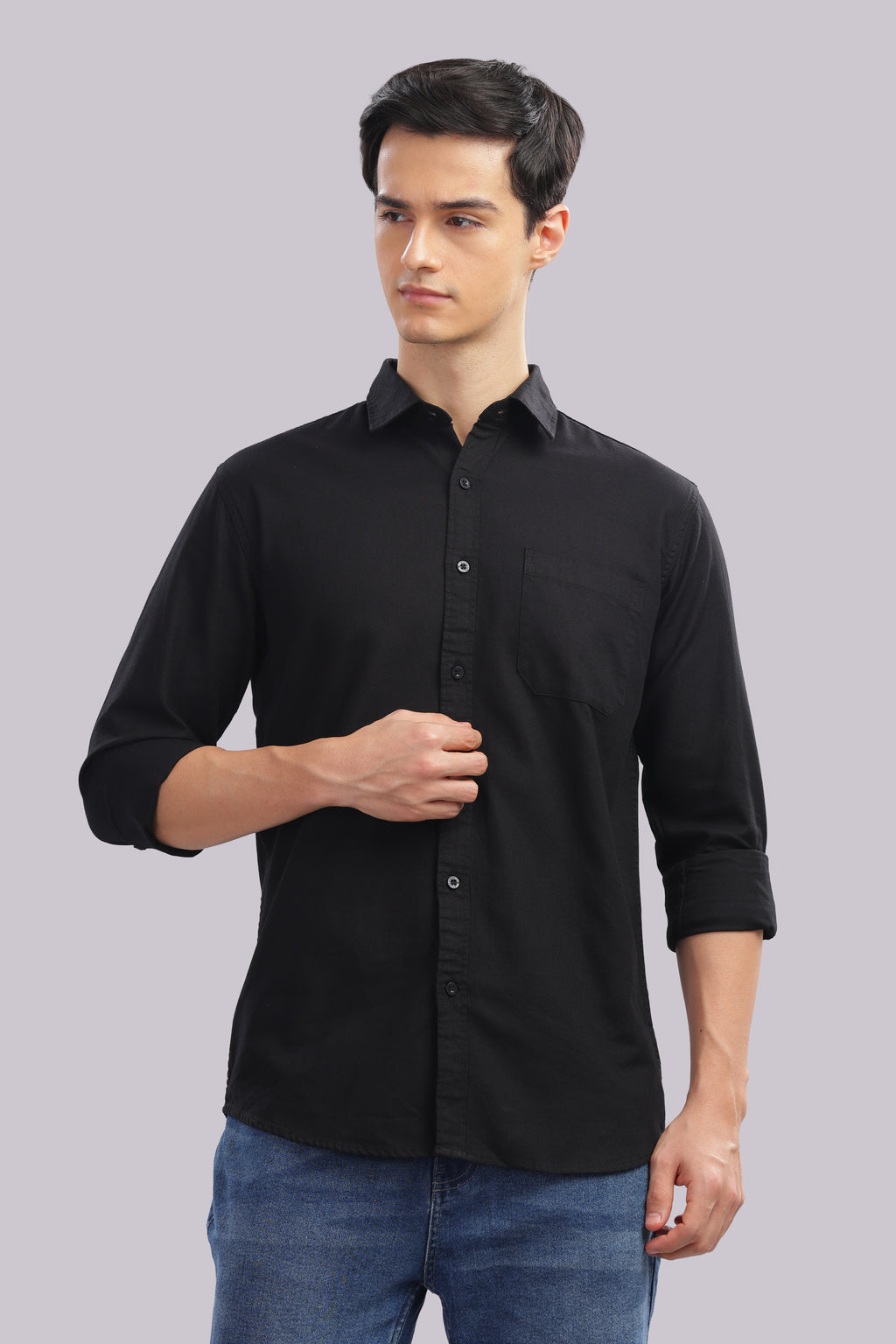 Attire Craft Black Dobby Shirt