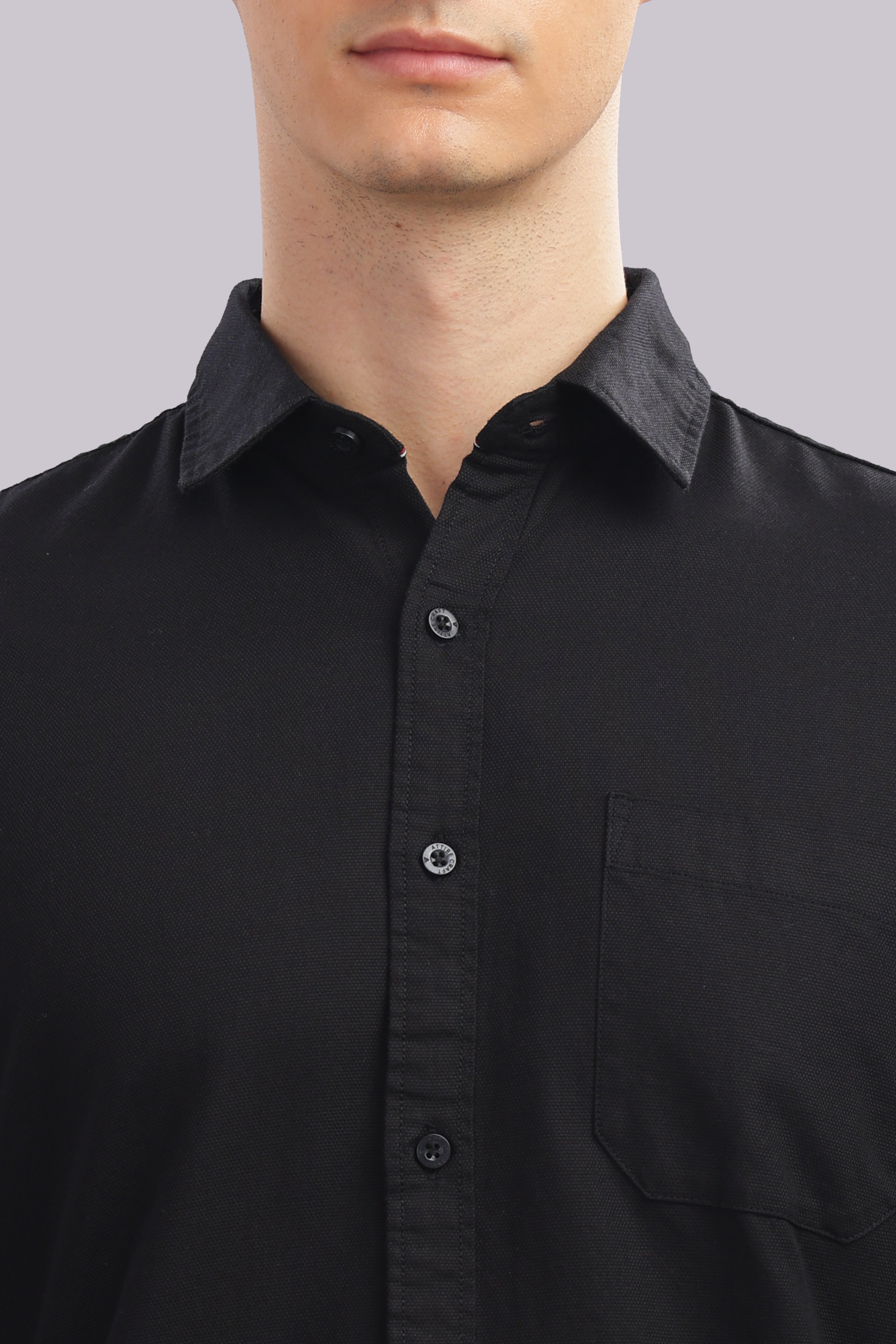 Attire Craft Black Dobby Shirt