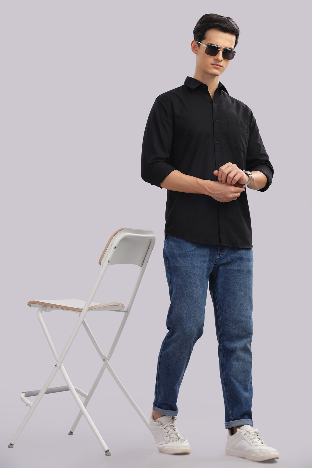 Attire Craft Black Dobby Shirt