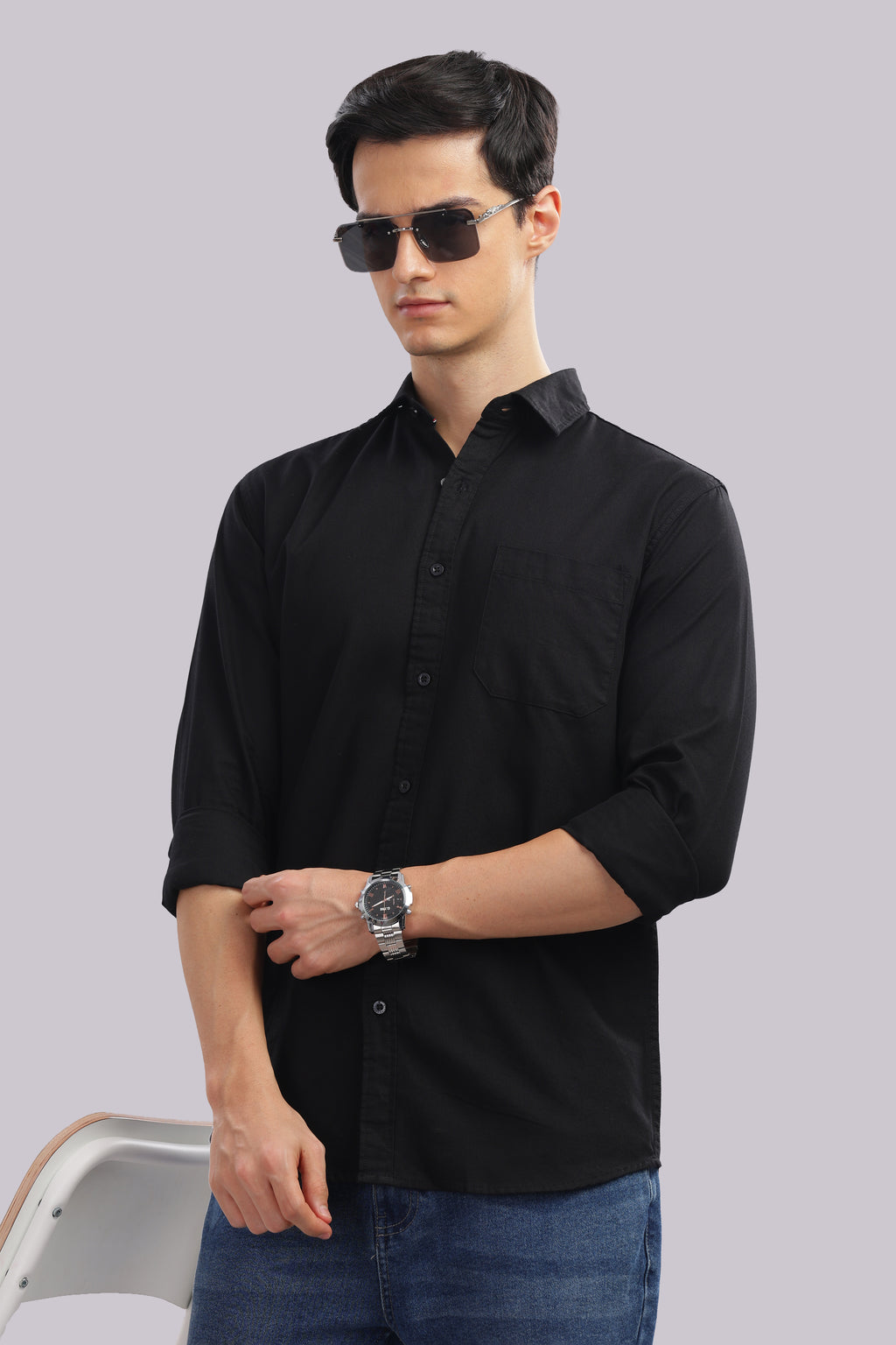Attire Craft Black Dobby Shirt