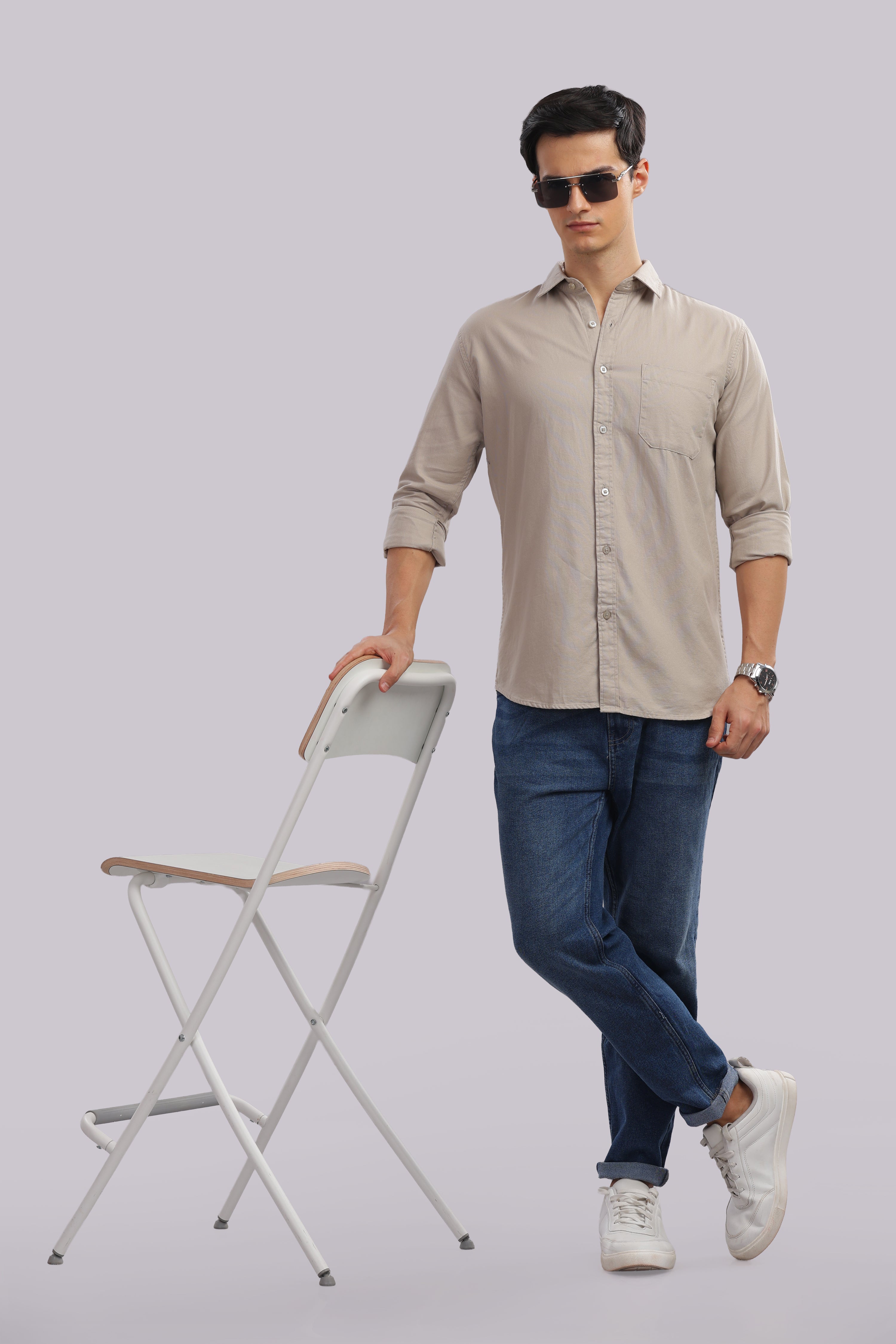 Attire Craft Beige Dobby Shirt