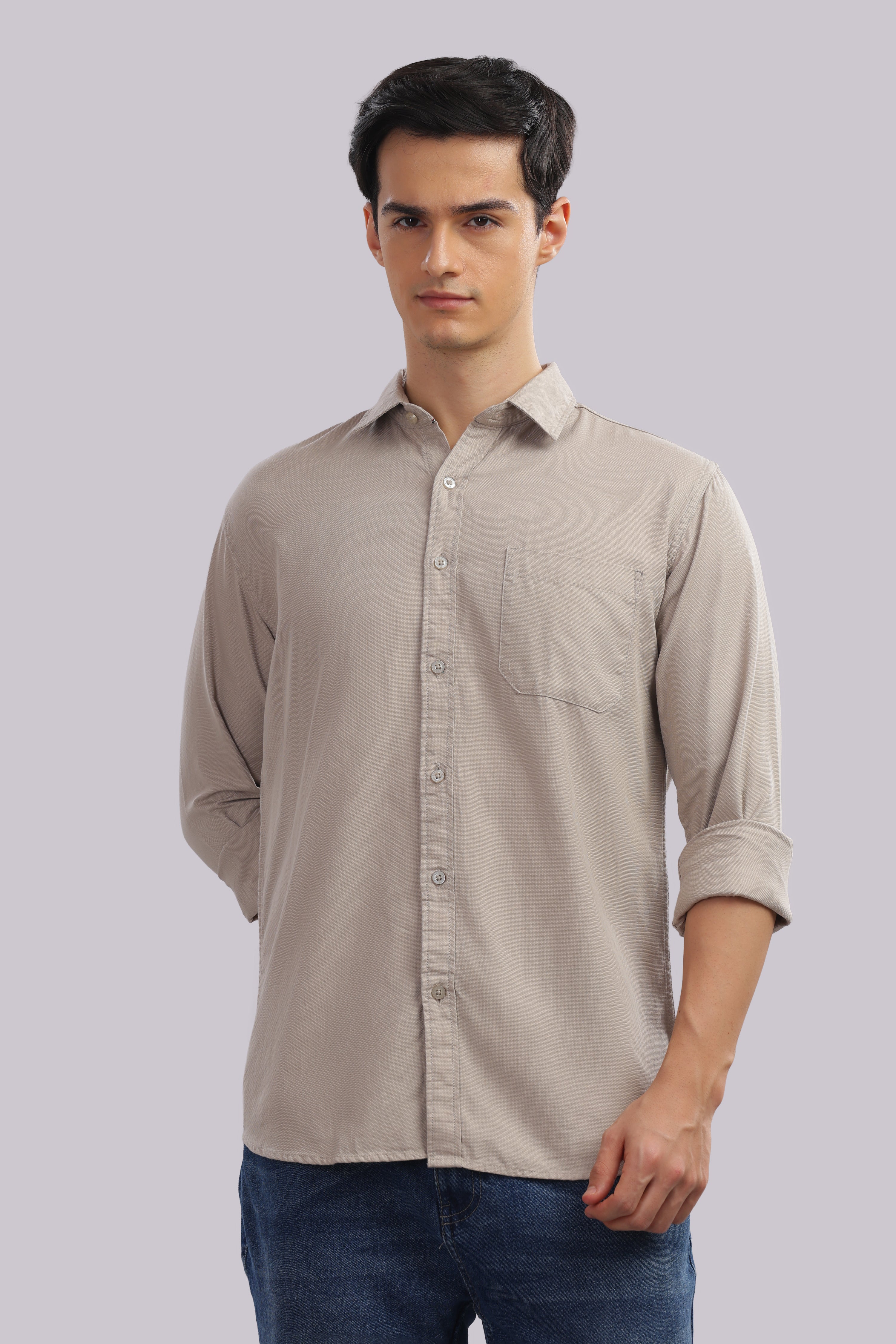 Attire Craft Beige Dobby Shirt