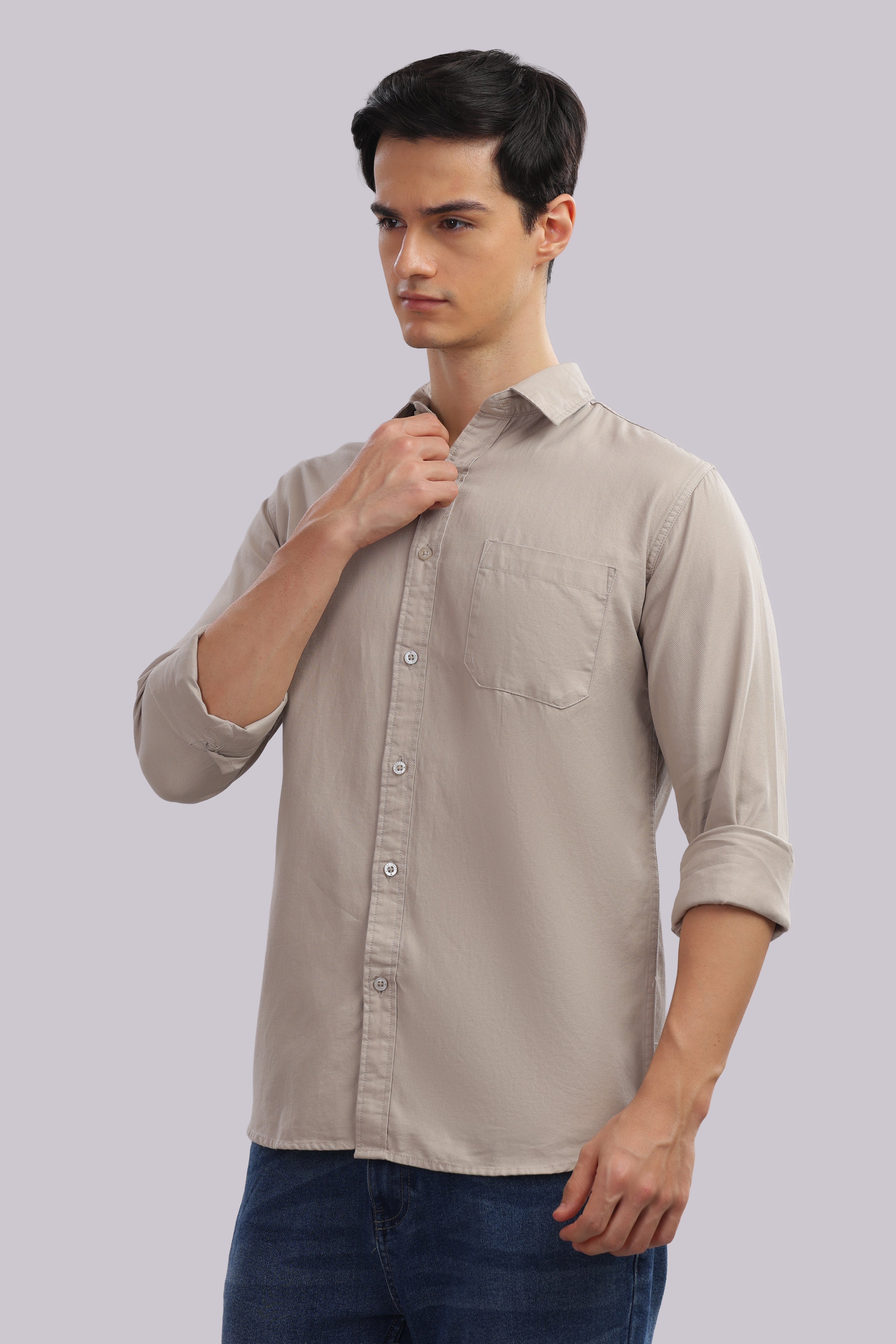 Attire Craft Beige Dobby Shirt