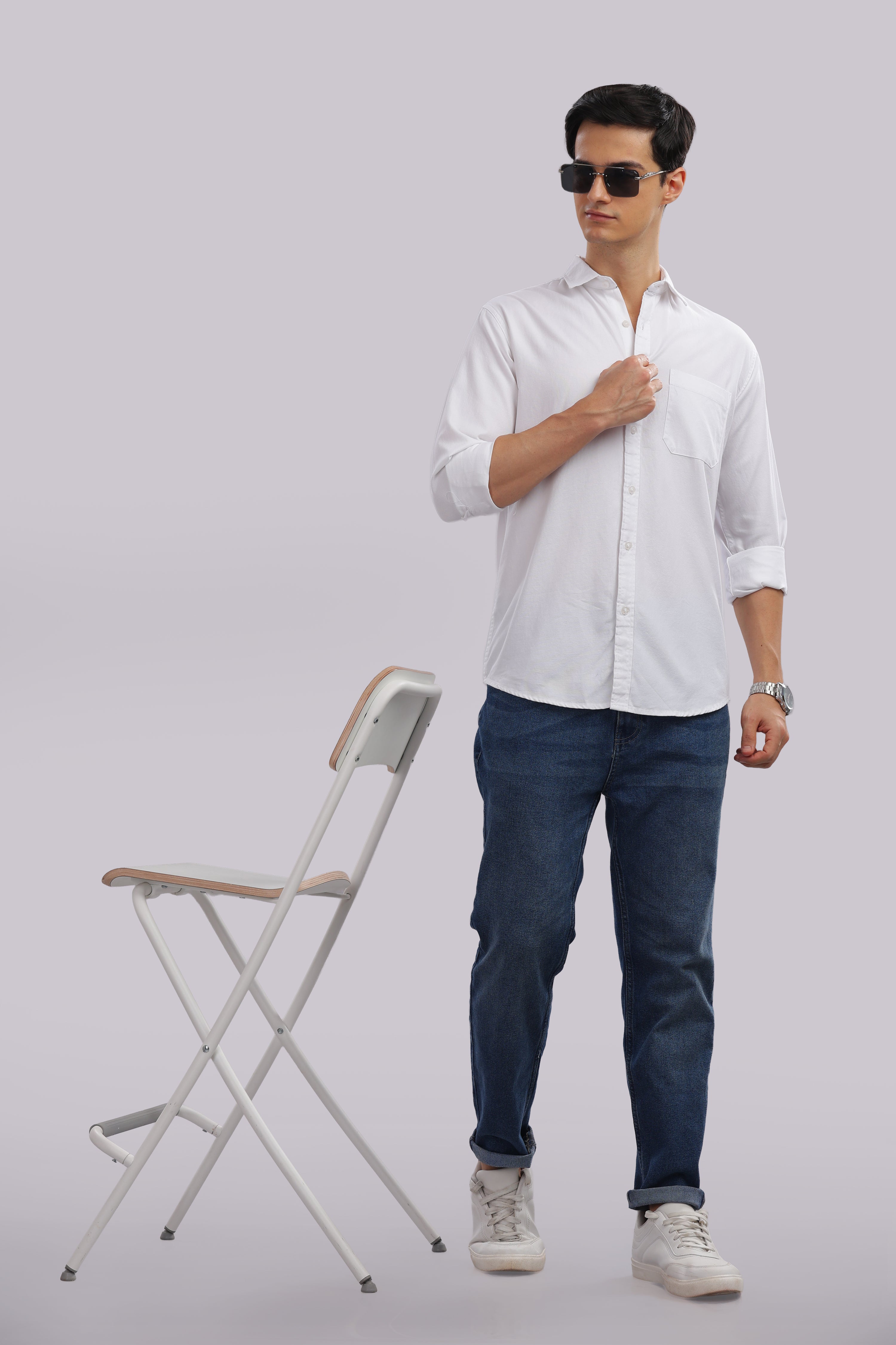 Attire Craft White Dobby Shirt