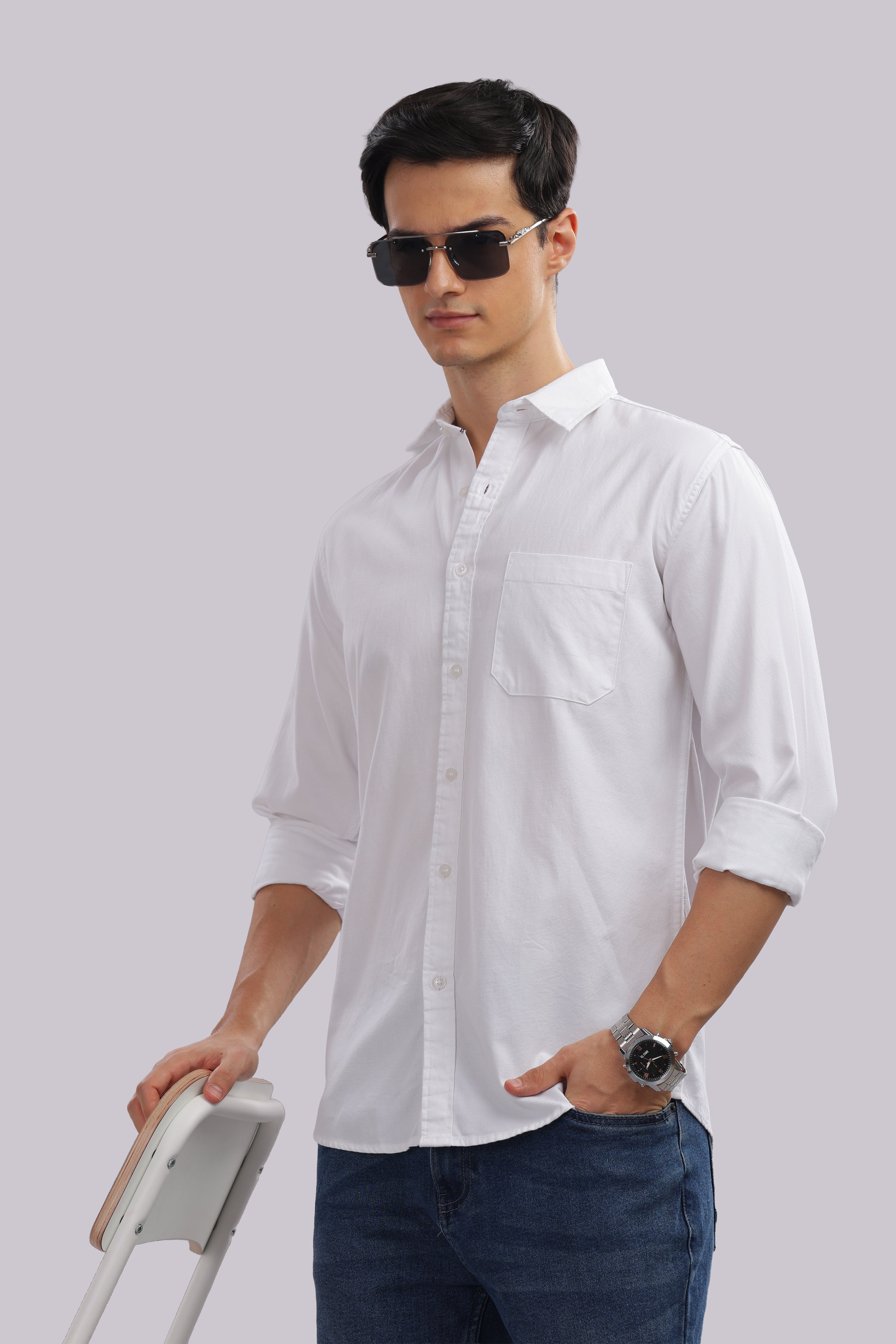 Attire Craft White Dobby Shirt