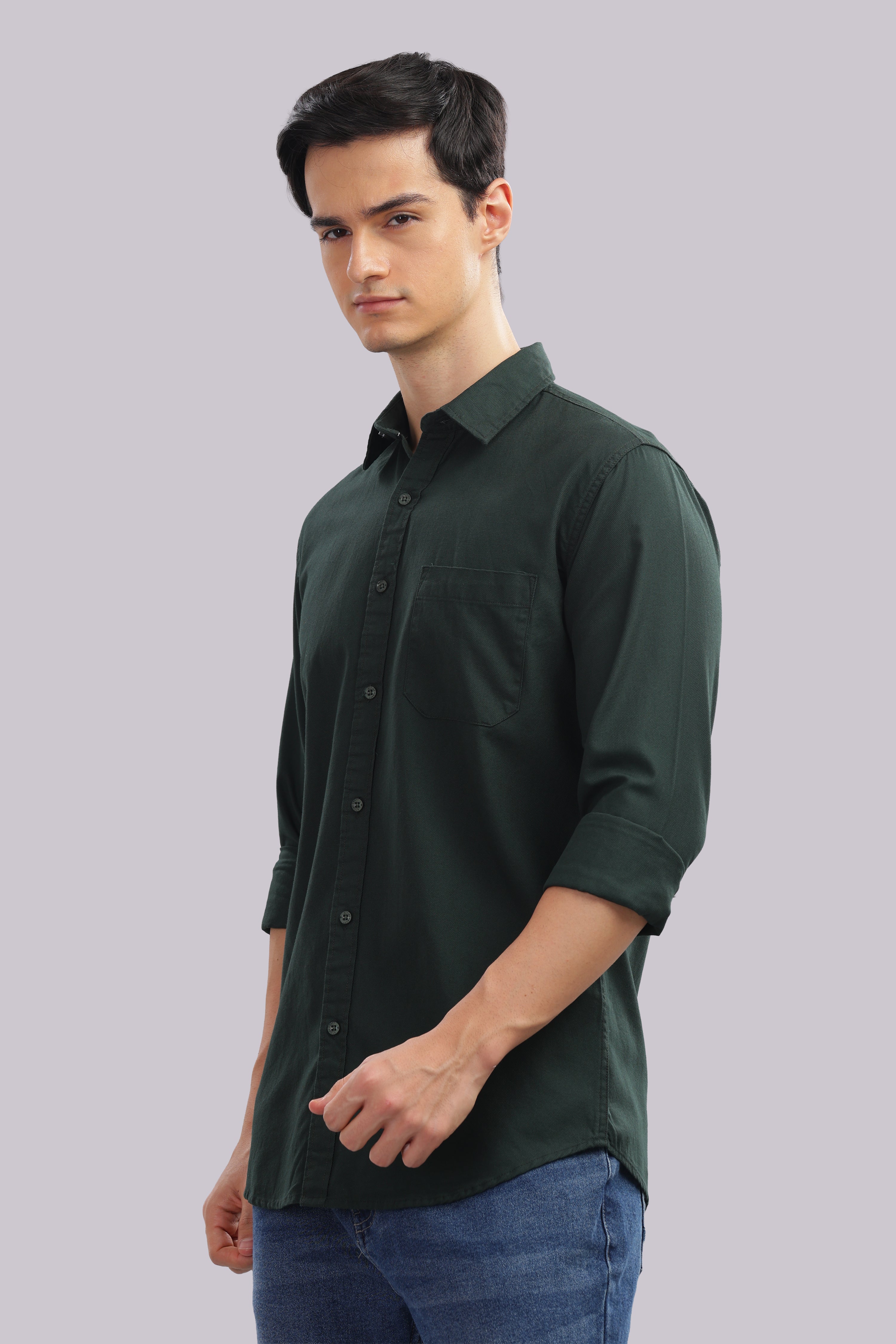 Attire Craft Green Dobby Shirt
