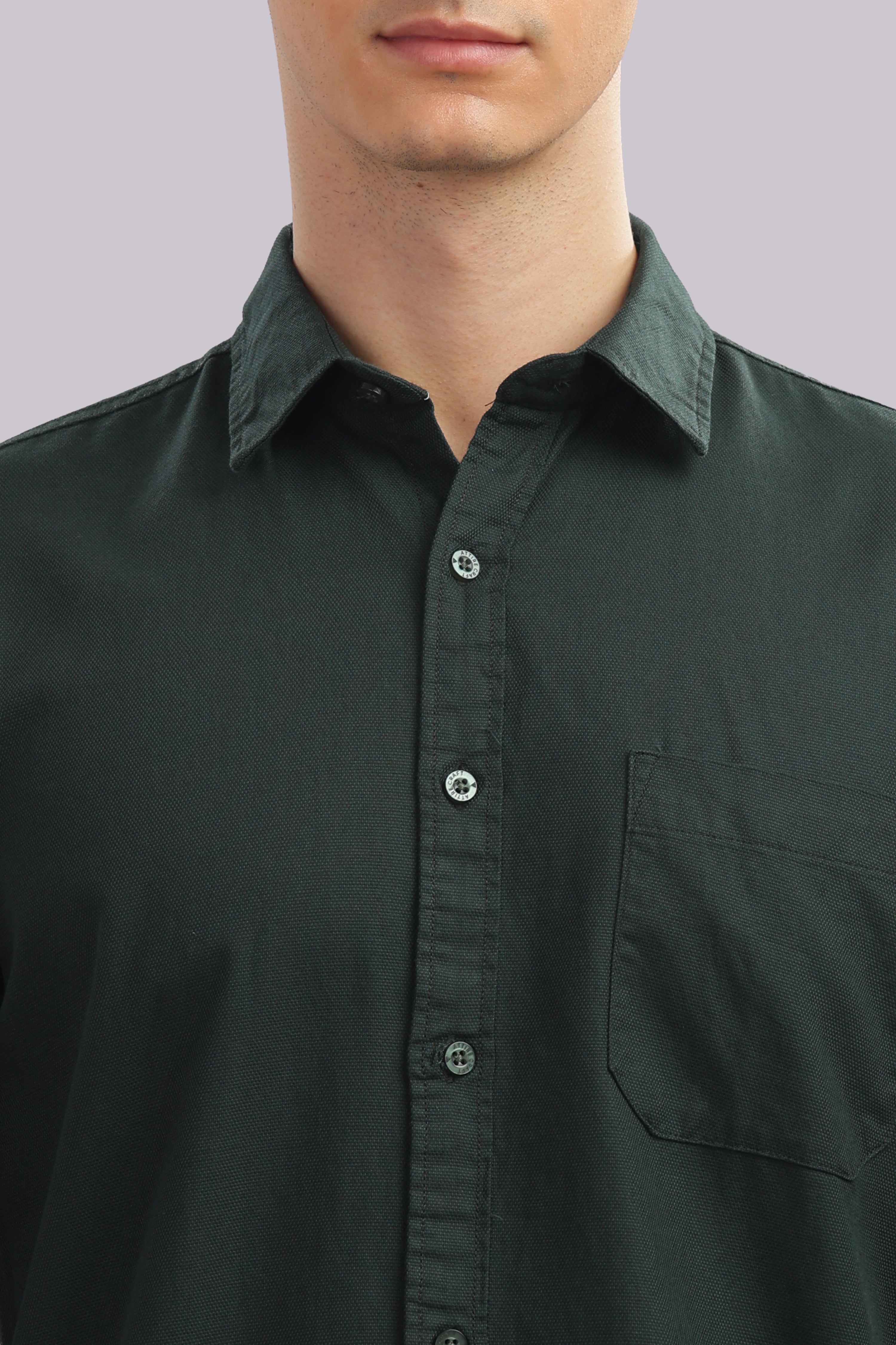 Attire Craft Green Dobby Shirt