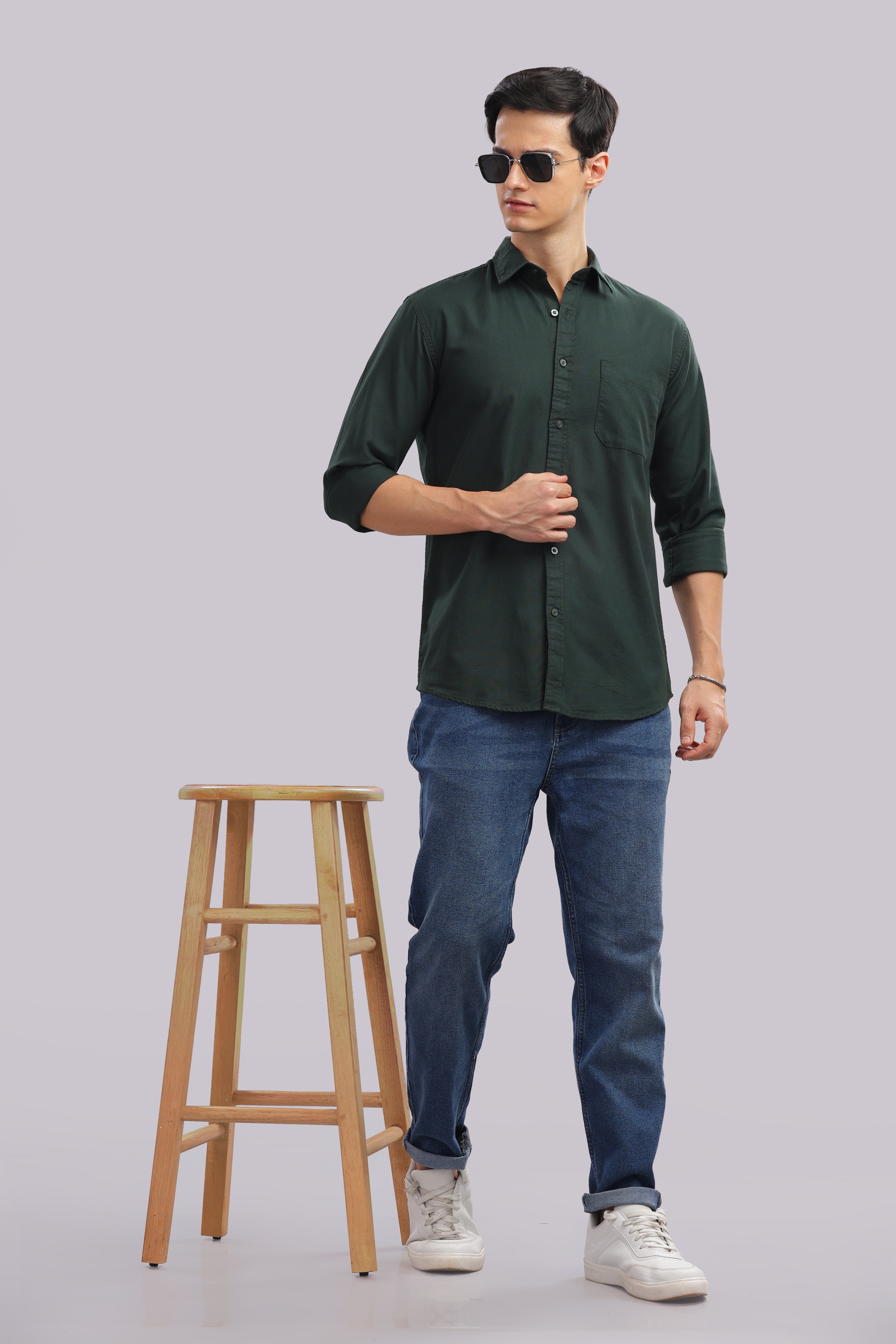 Attire Craft Green Dobby Shirt