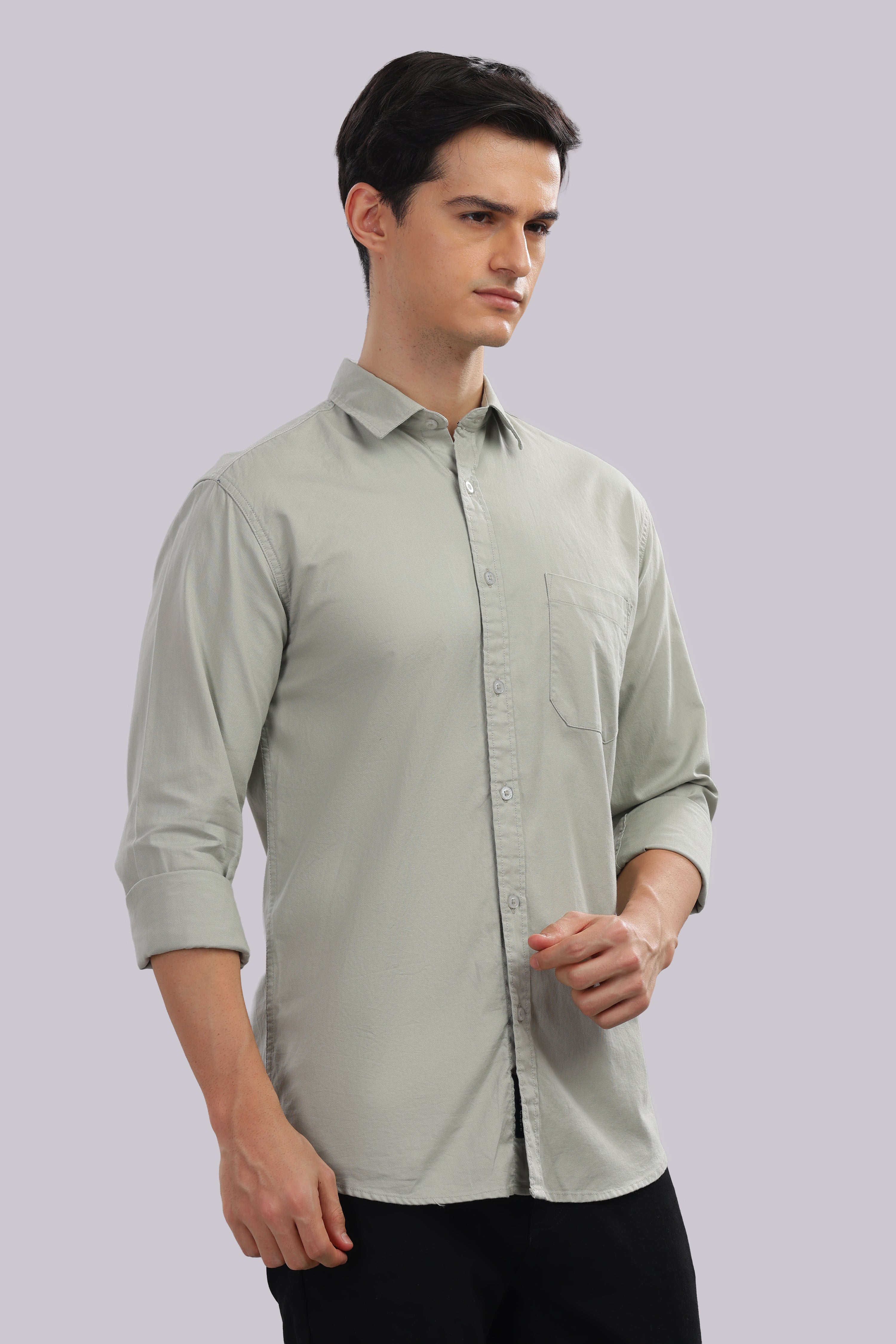 Attire Craft Sage Green Dobby Shirt