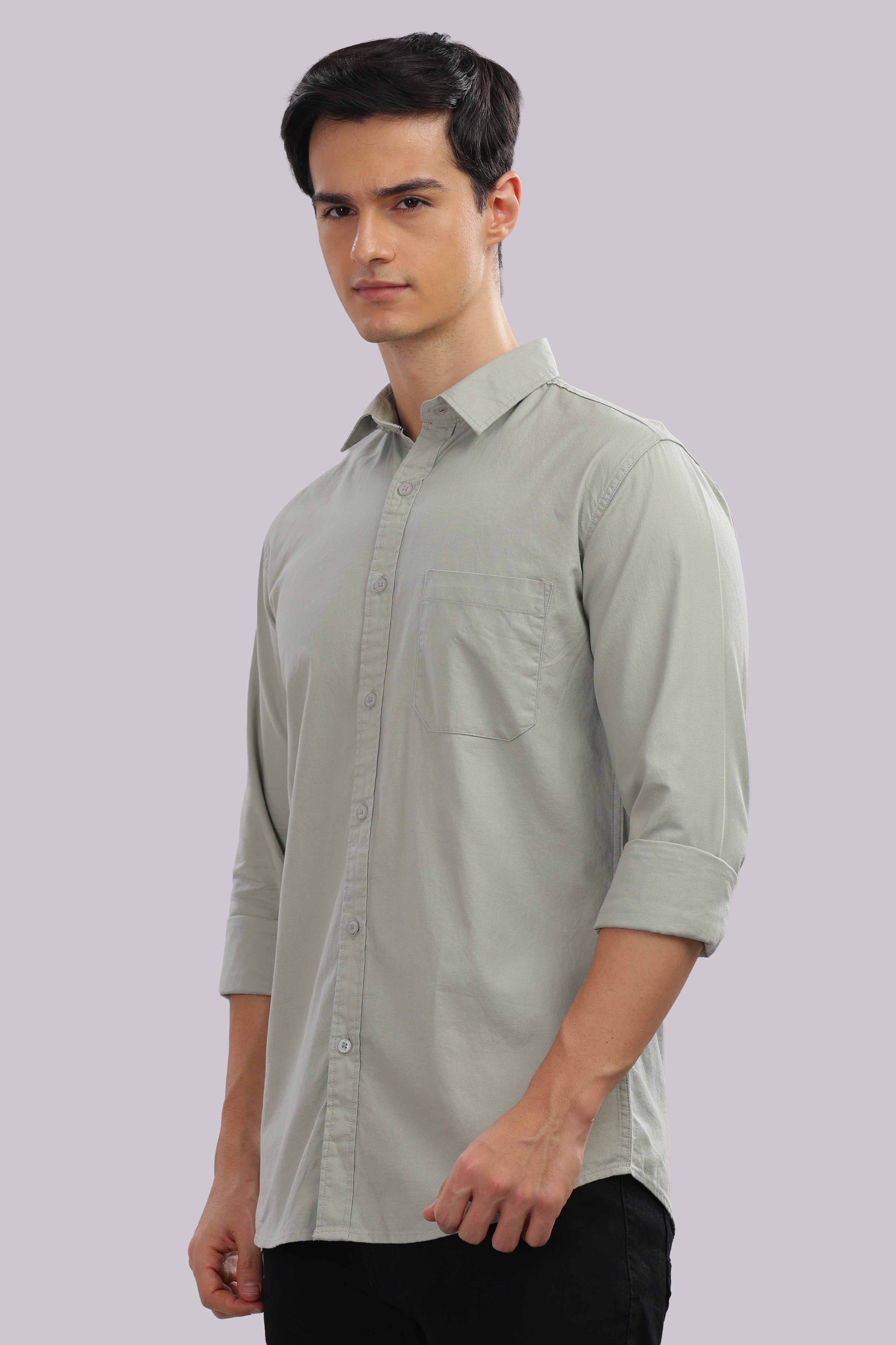 Attire Craft Sage Green Dobby Shirt