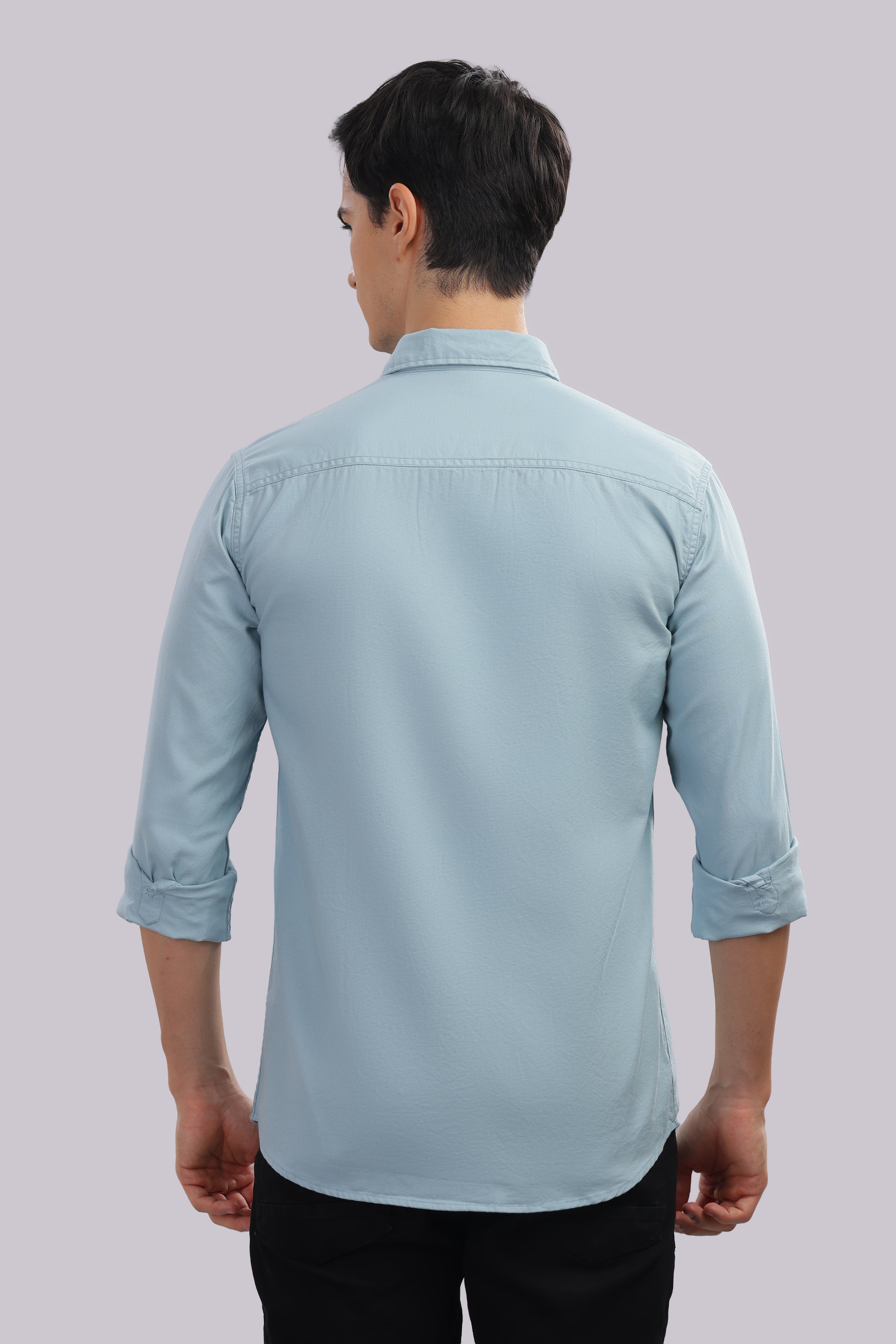 Attire Craft Dusty Blue Dobby Shirt
