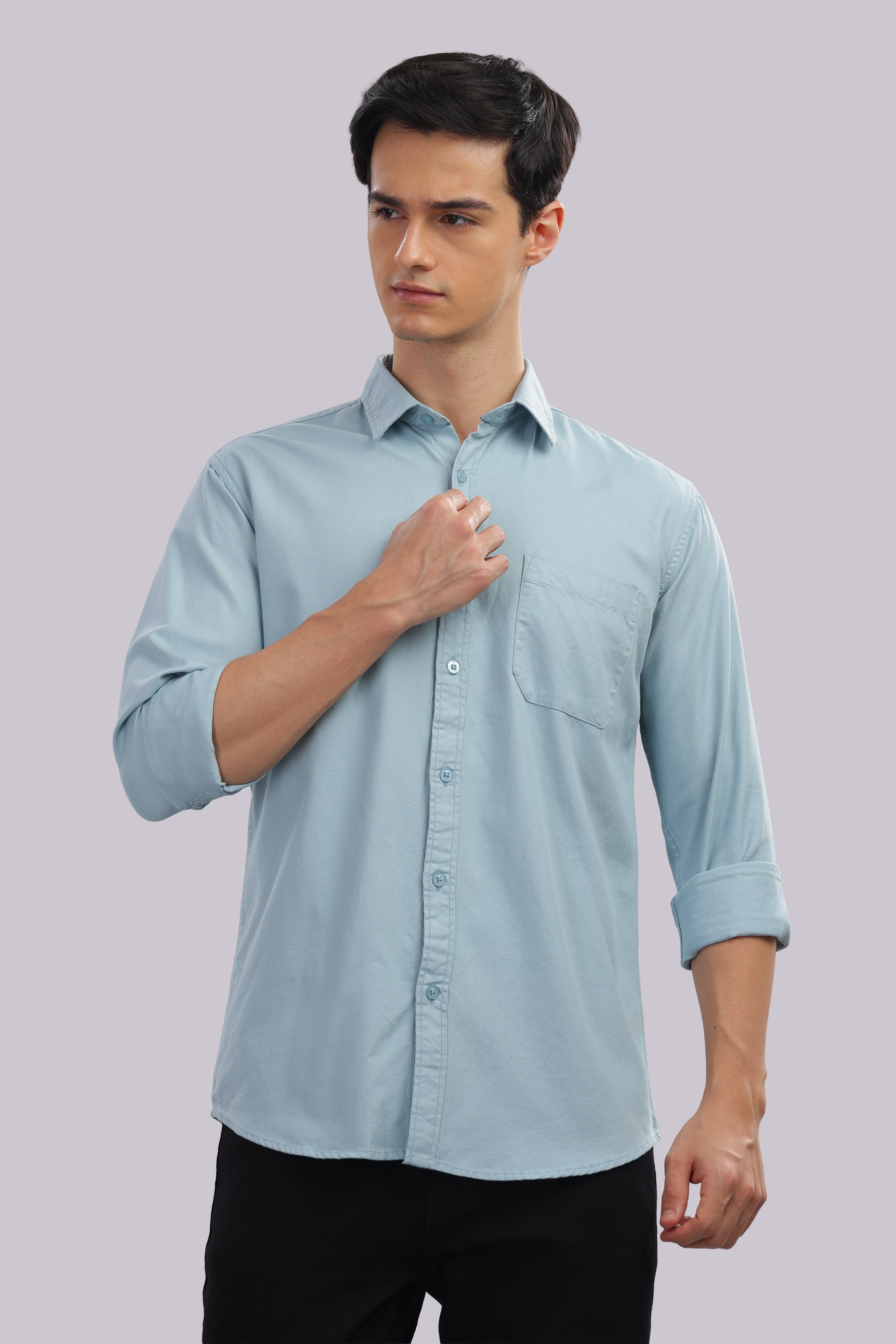 Attire Craft Dusty Blue Dobby Shirt