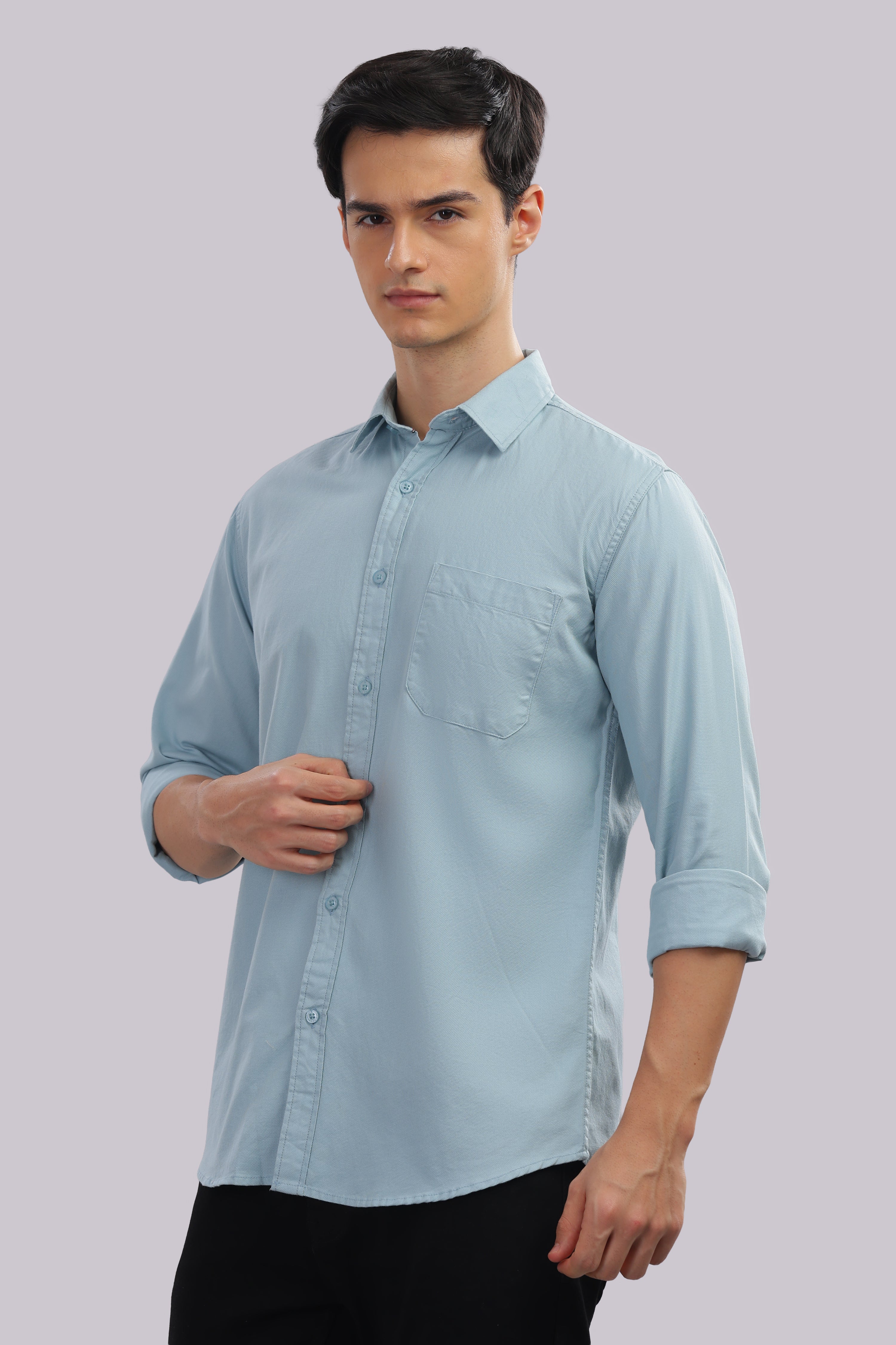 Attire Craft Dusty Blue Dobby Shirt