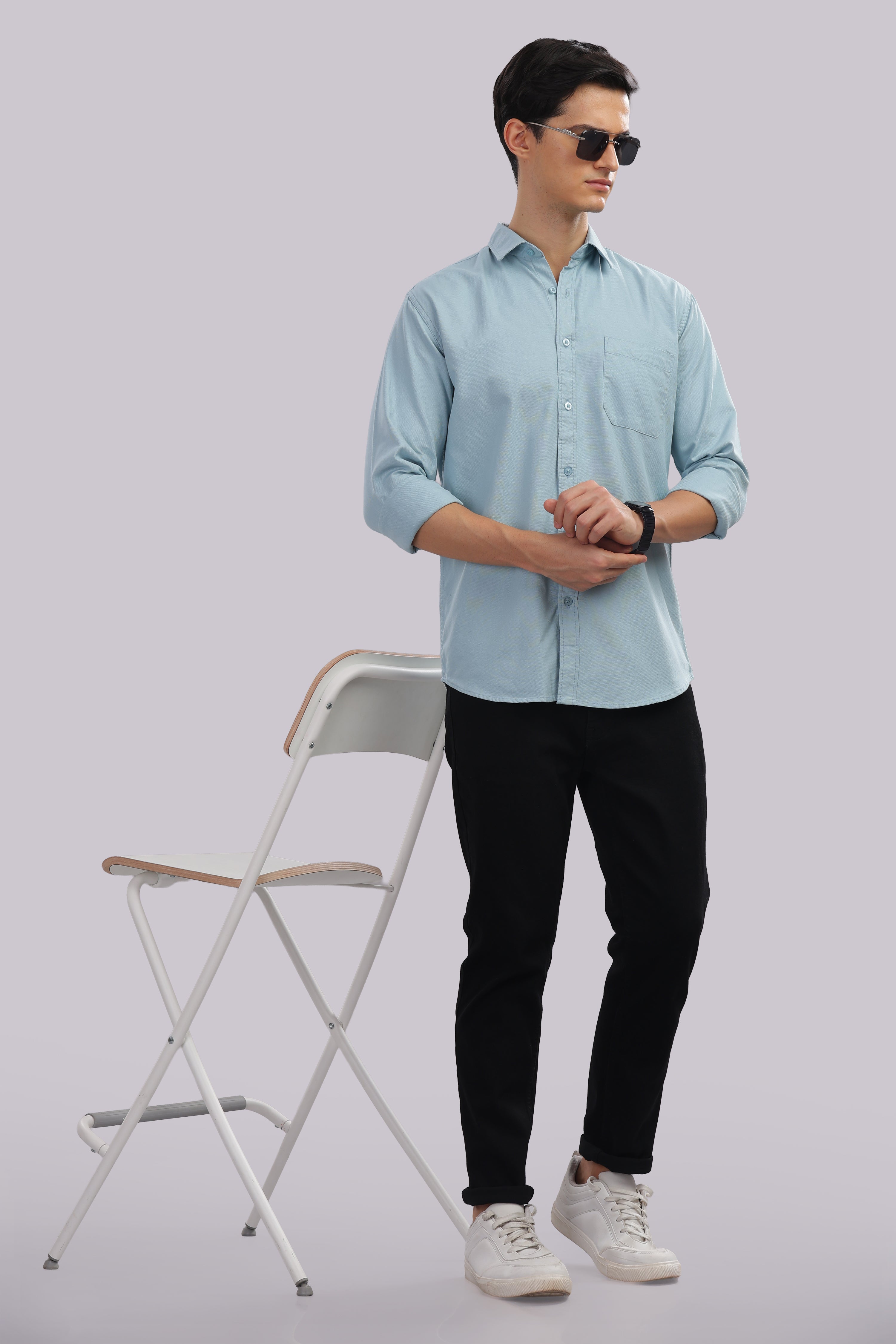 Attire Craft Dusty Blue Dobby Shirt