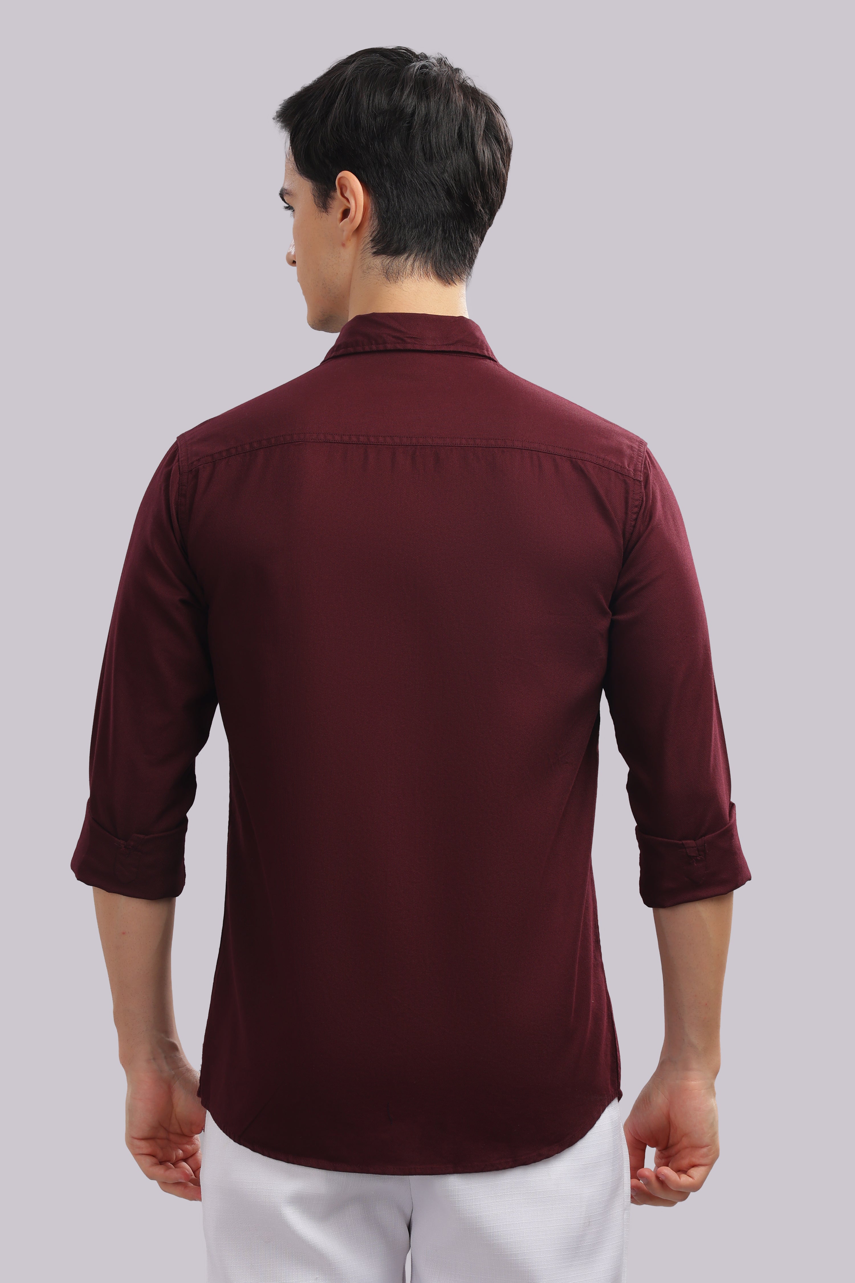 Attire Craft Maroon Dobby Shirt