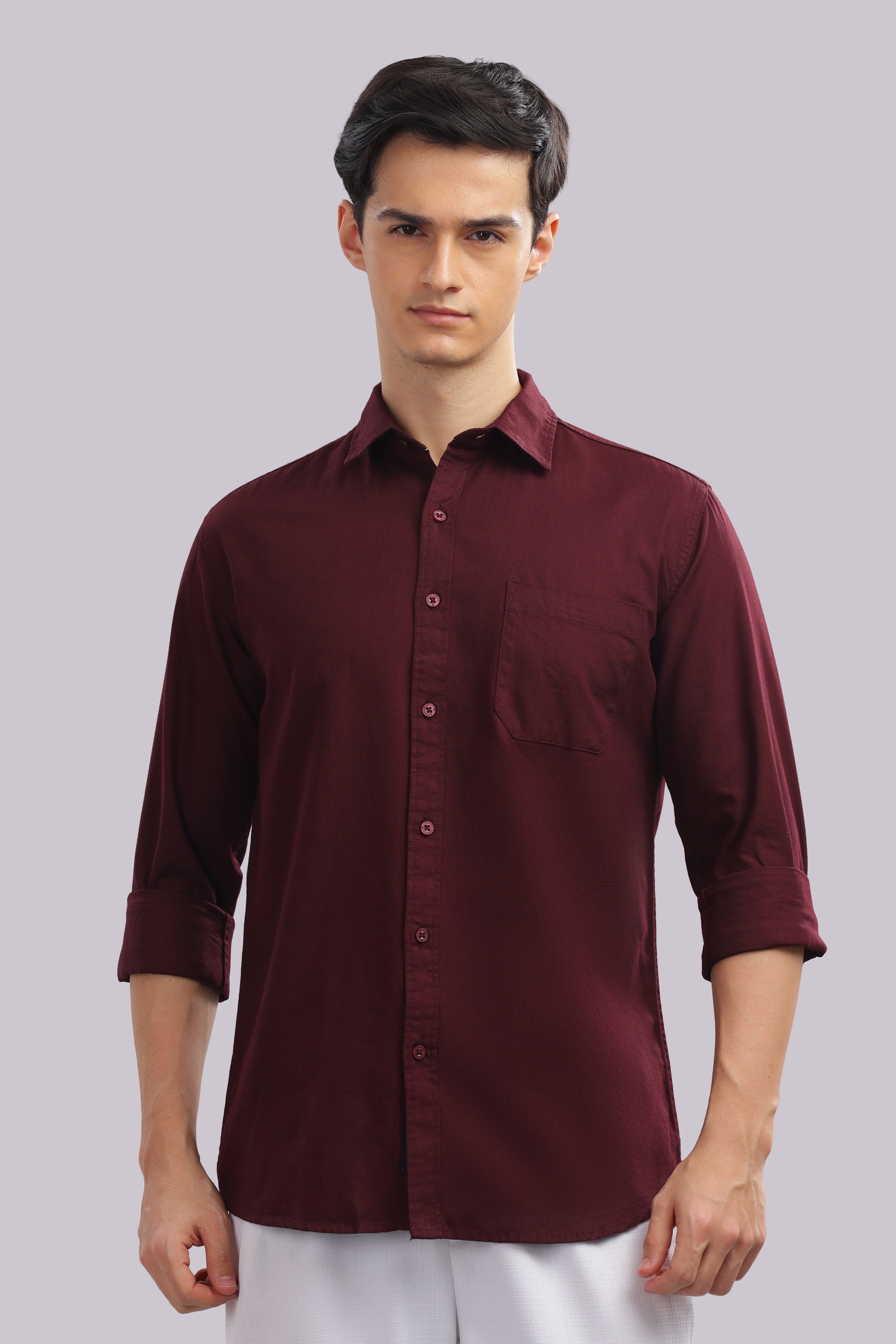 Attire Craft Maroon Dobby Shirt