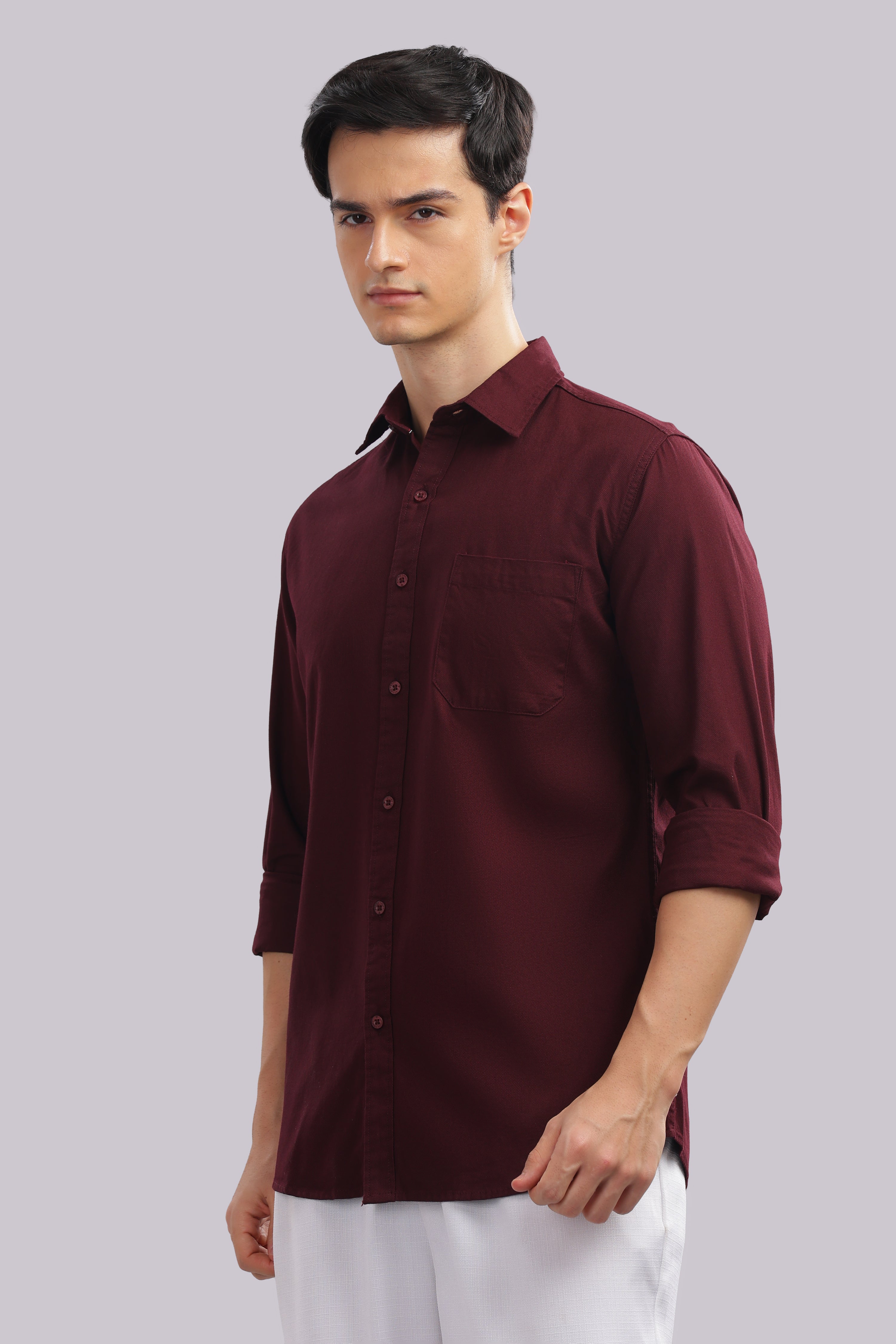 Attire Craft Maroon Dobby Shirt
