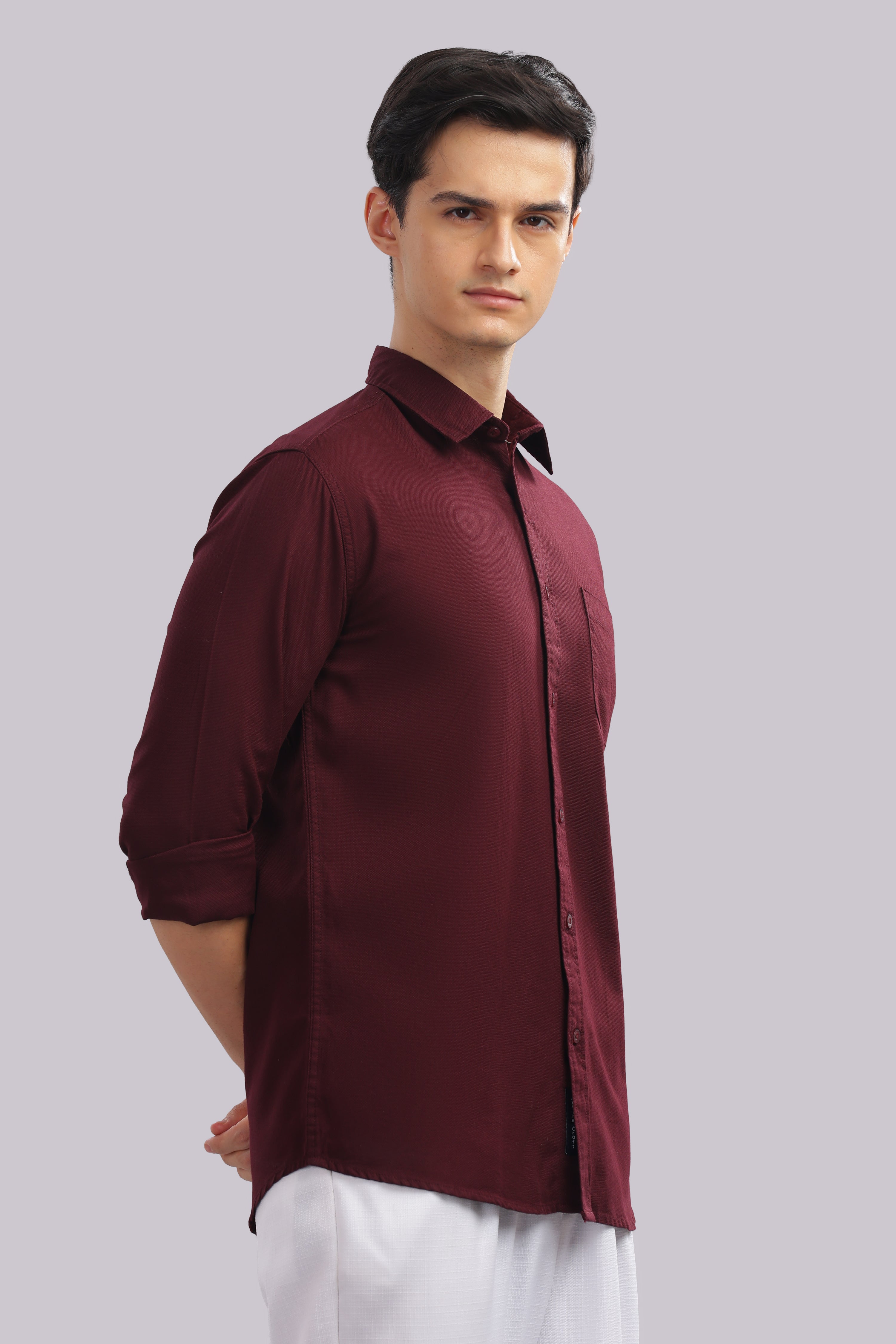 Attire Craft Maroon Dobby Shirt