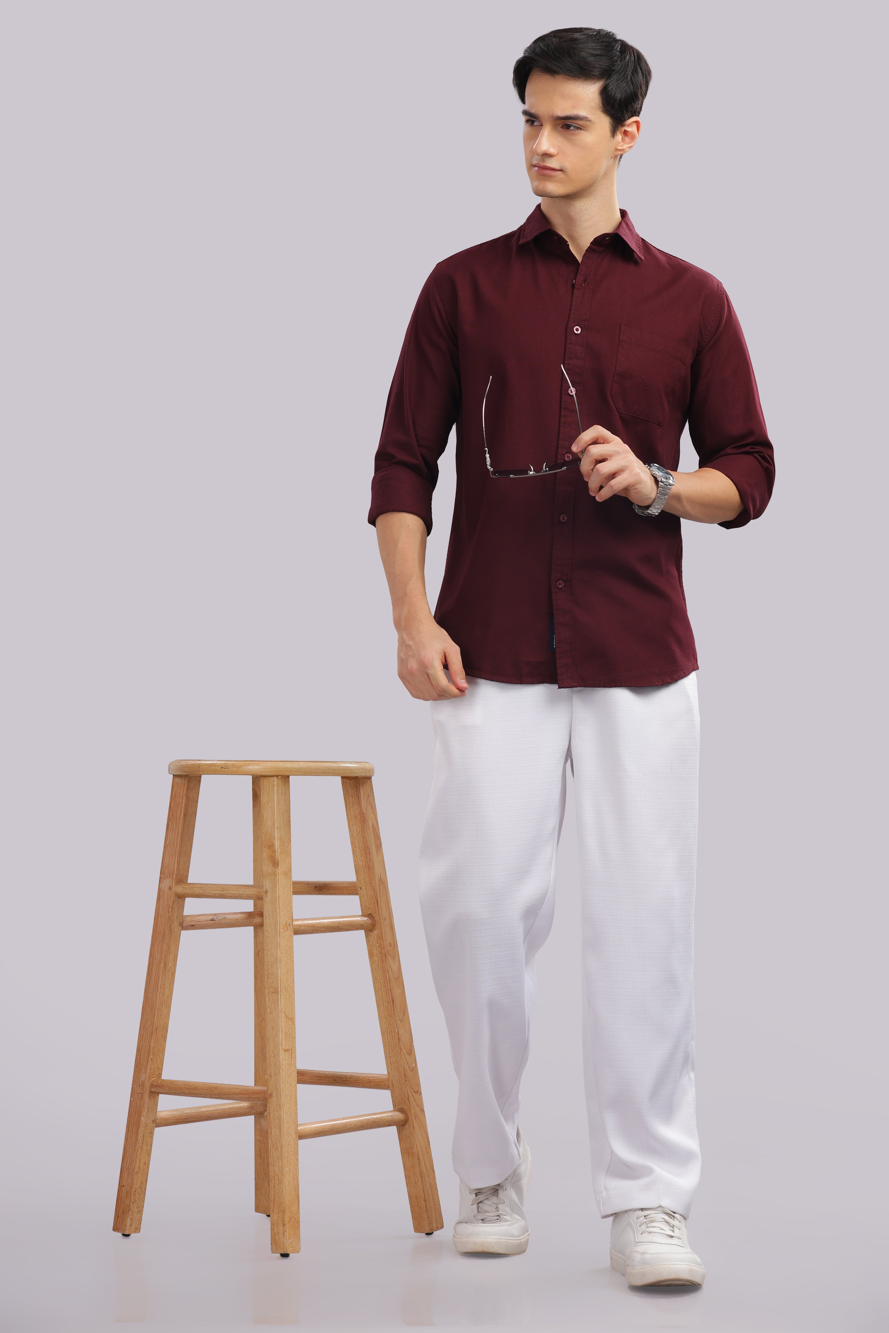 Attire Craft Maroon Dobby Shirt