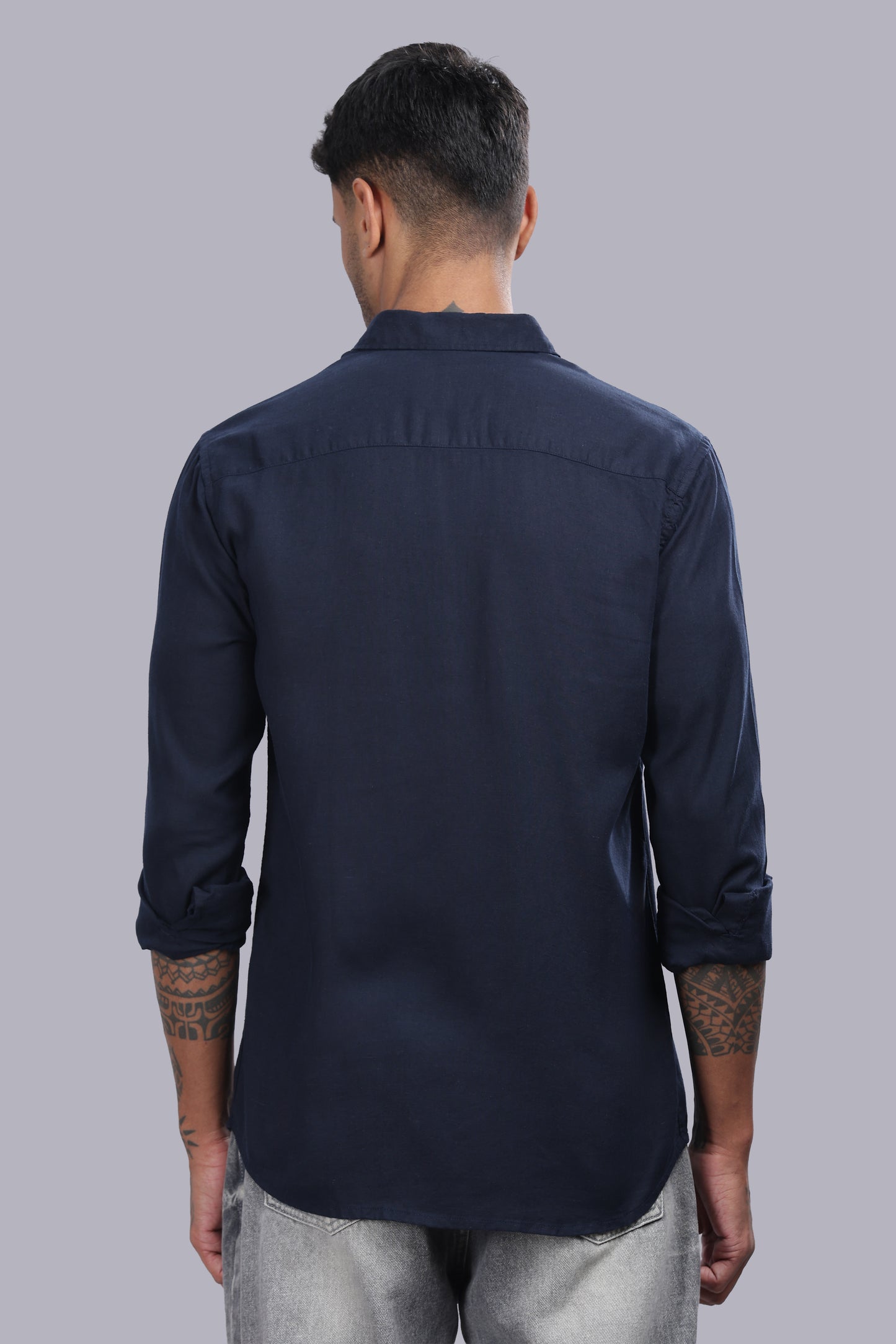 Navy Blue Premium Linen Shirt