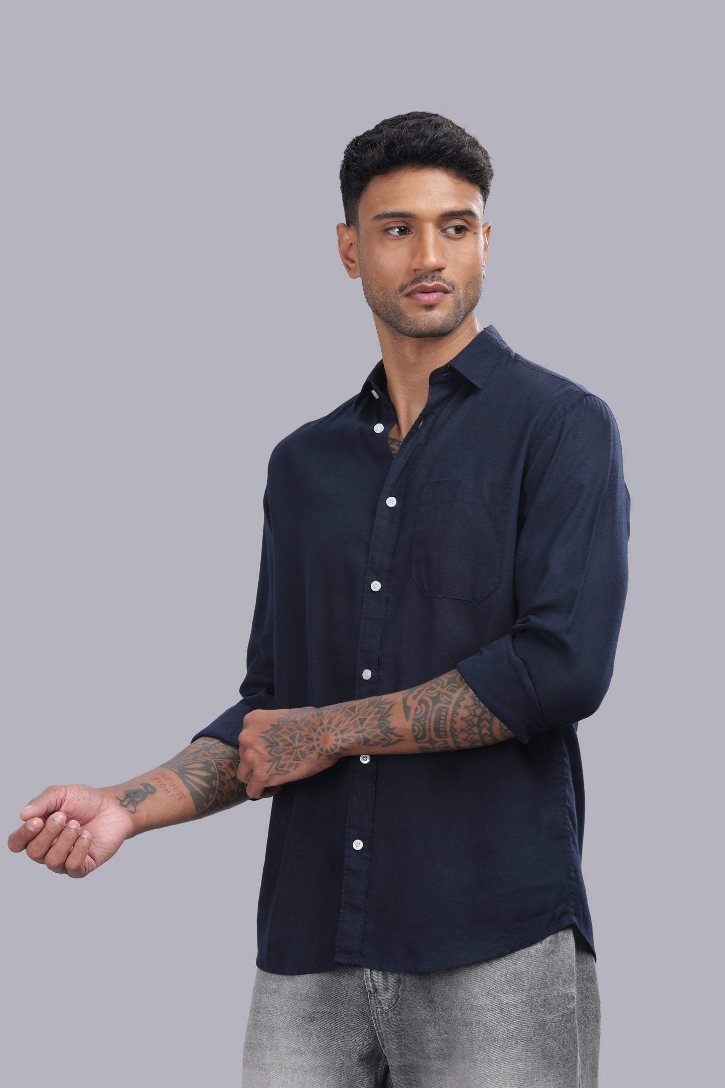Navy Blue Premium Linen Shirt