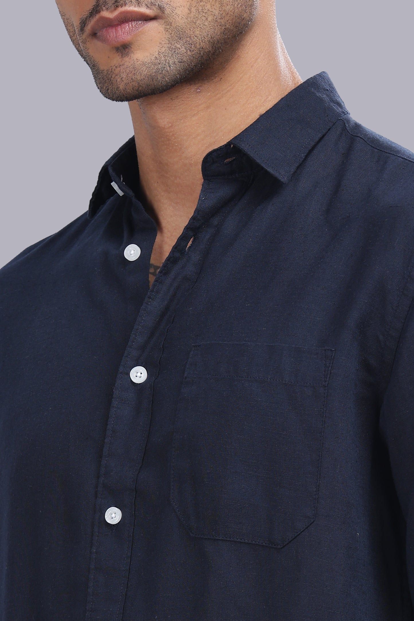 Navy Blue Premium Linen Shirt