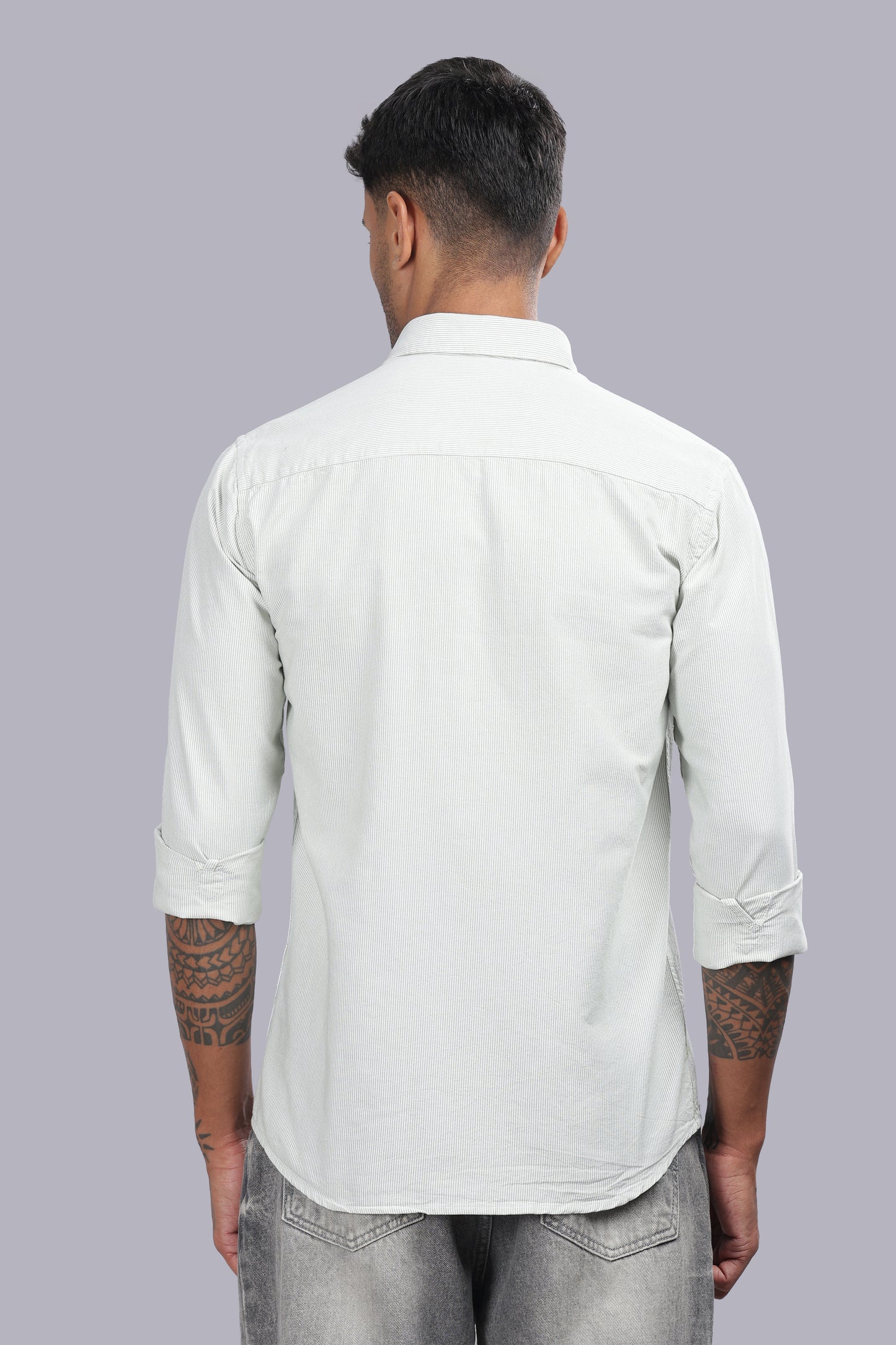 White Sage Micro Stripe Oxford Cotton Shirt