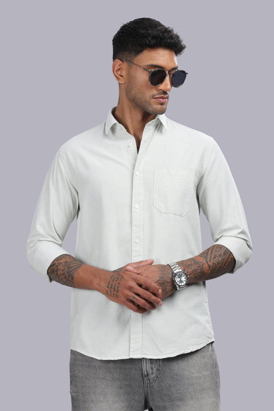 White Sage Micro Stripe Oxford Cotton Shirt