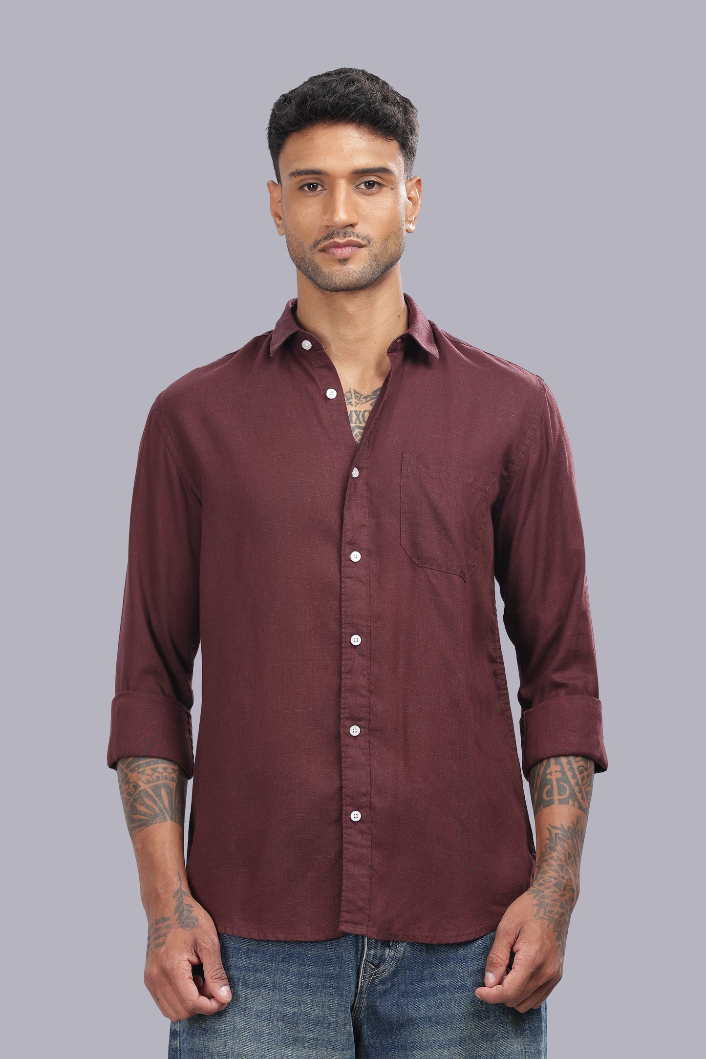 Maroon Premium Linen Shirt