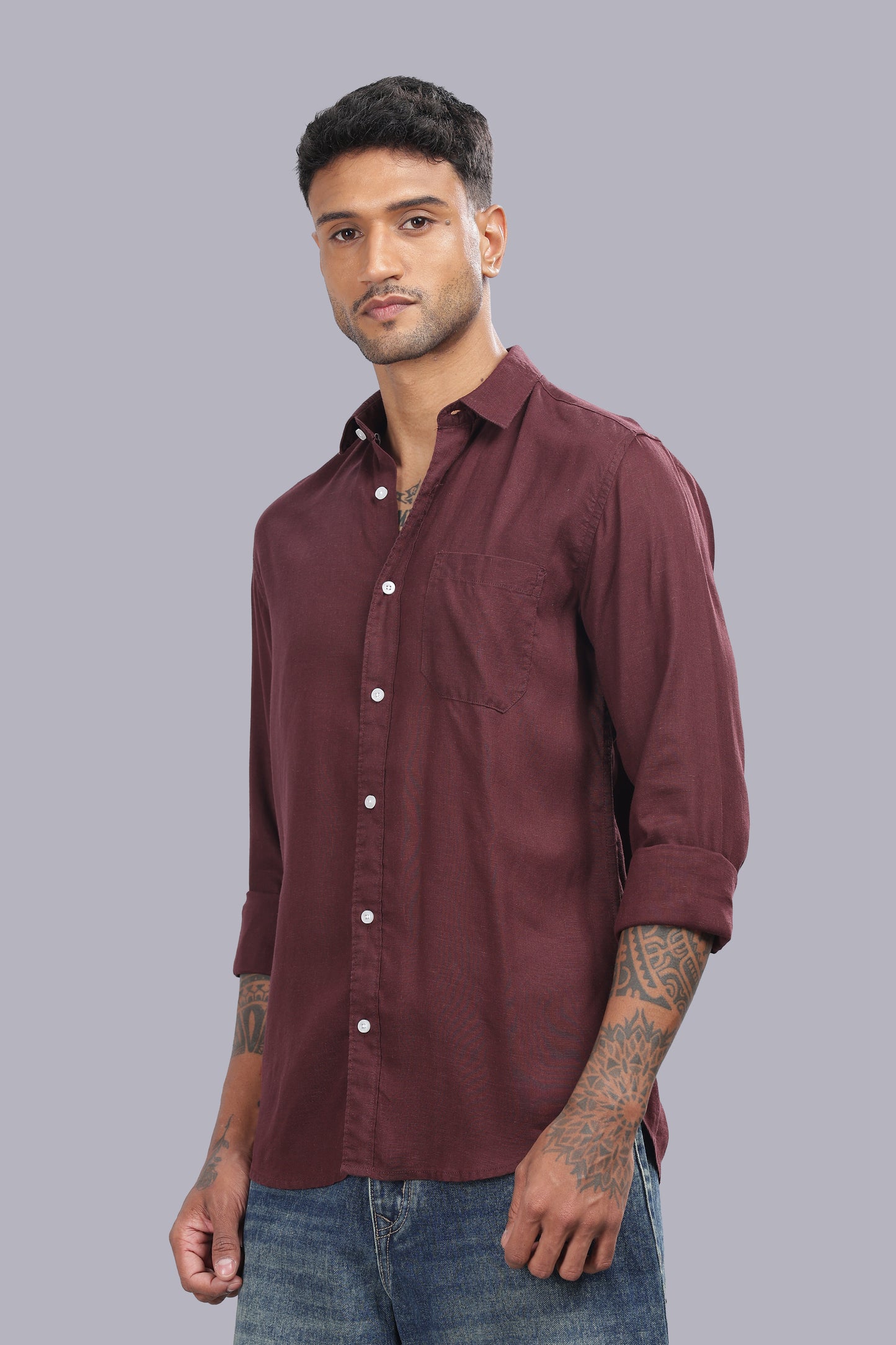 Maroon Premium Linen Shirt