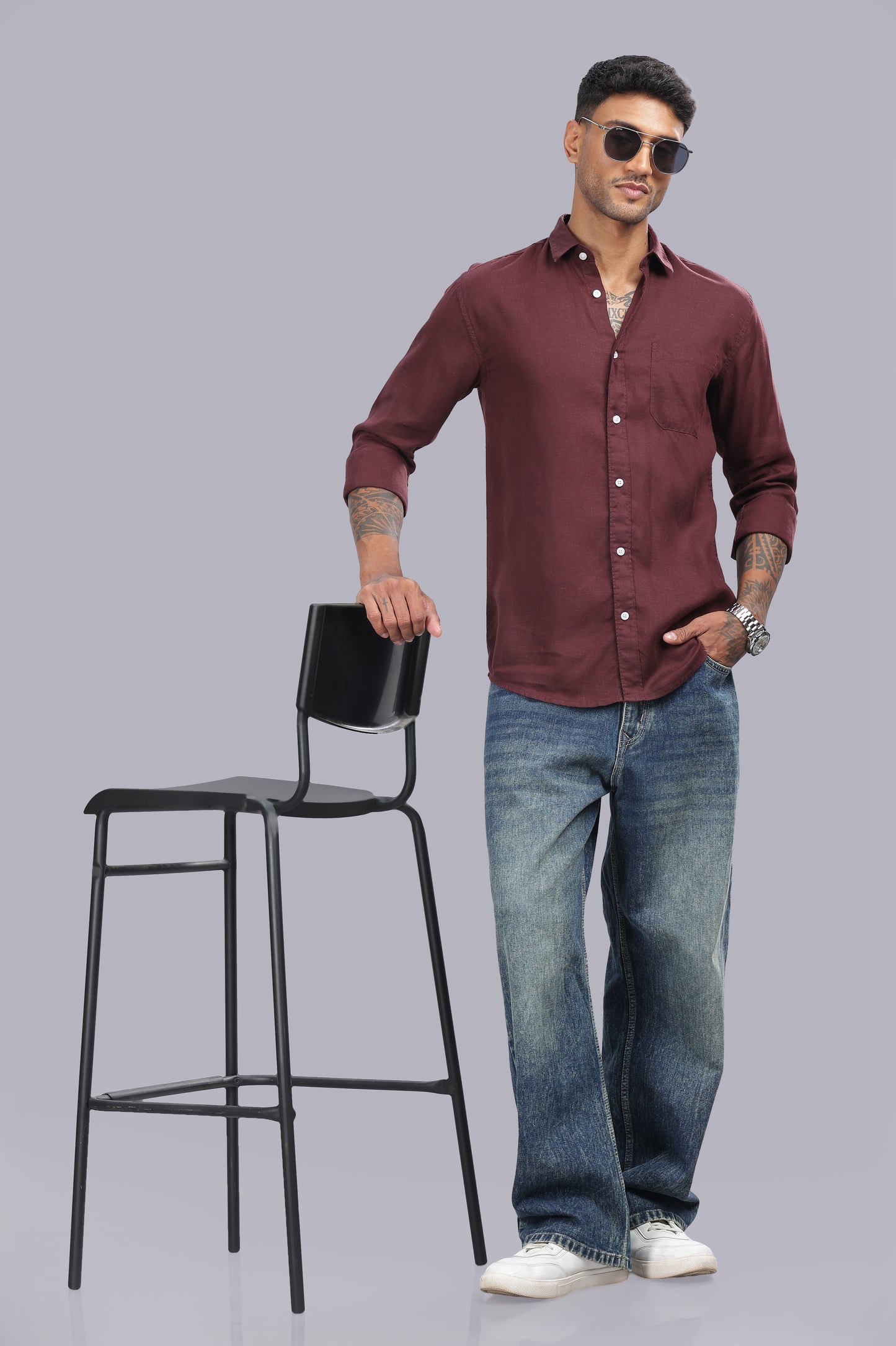 Maroon Premium Linen Shirt