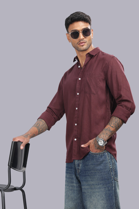 Maroon Premium Linen Shirt