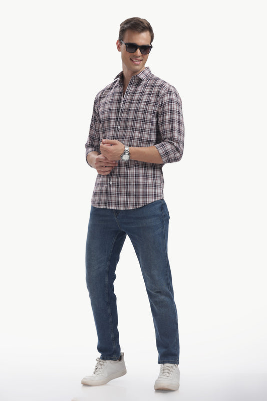 Cotton Slub Checked Shirt