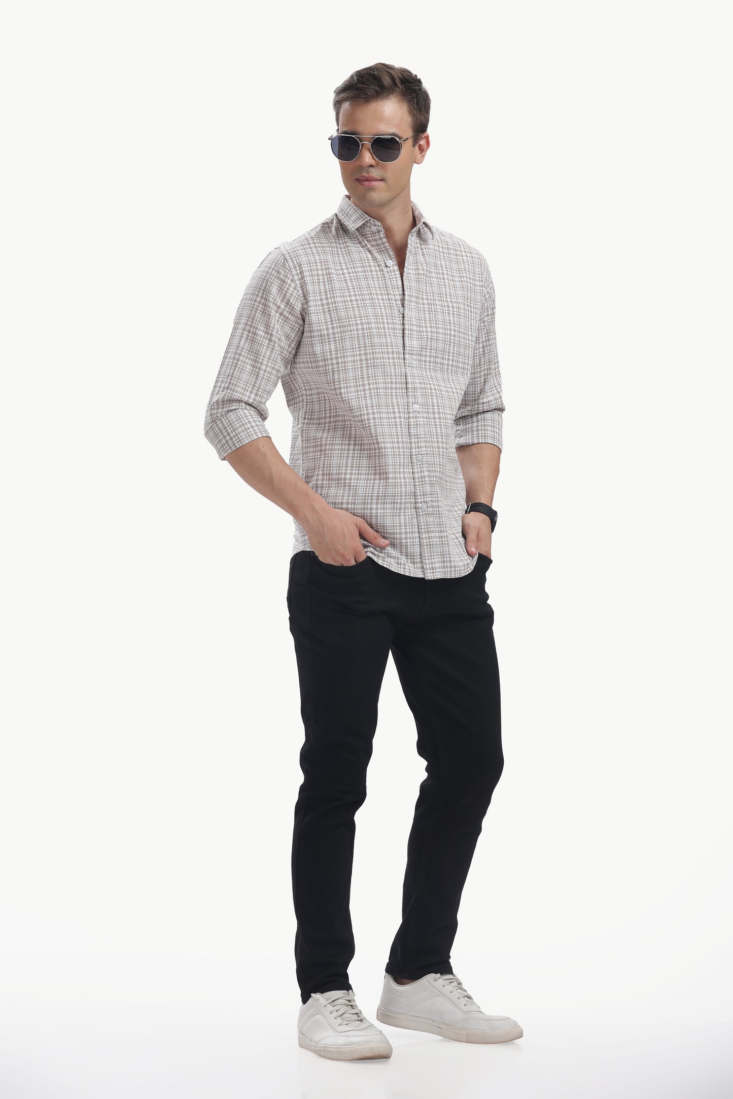 Cotton Slub Checked Shirt