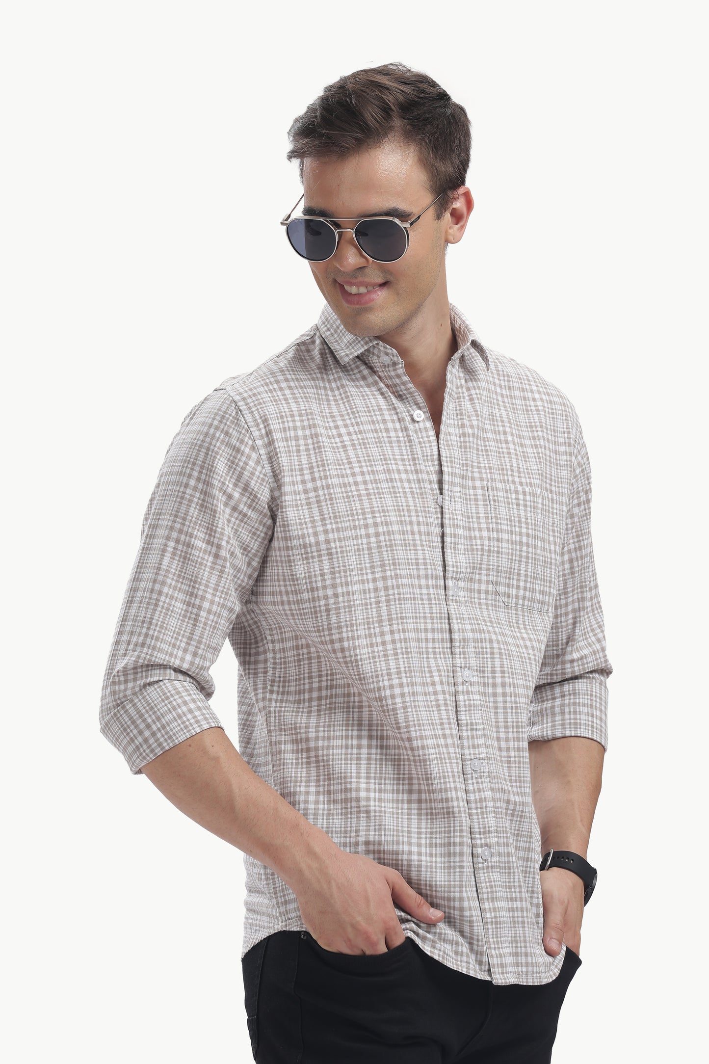 Cotton Slub Checked Shirt