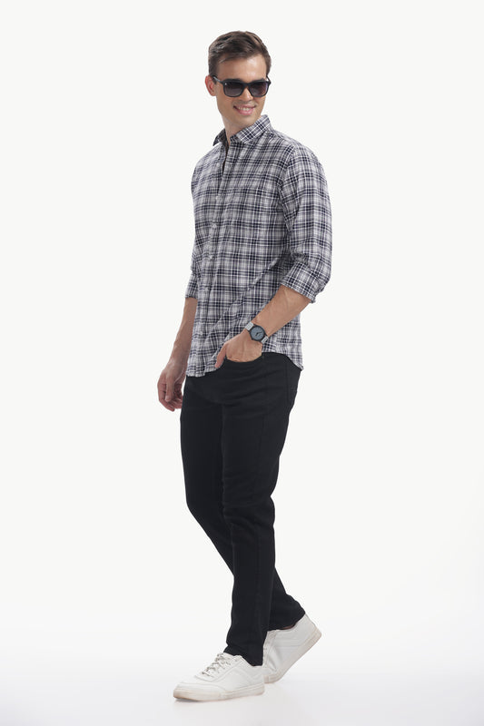 Cotton Slub Checked Shirt