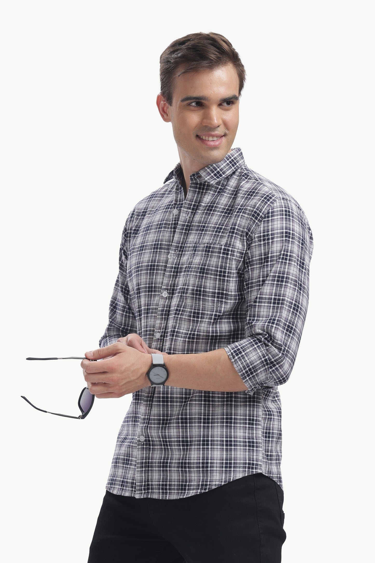 Cotton Slub Checked Shirt