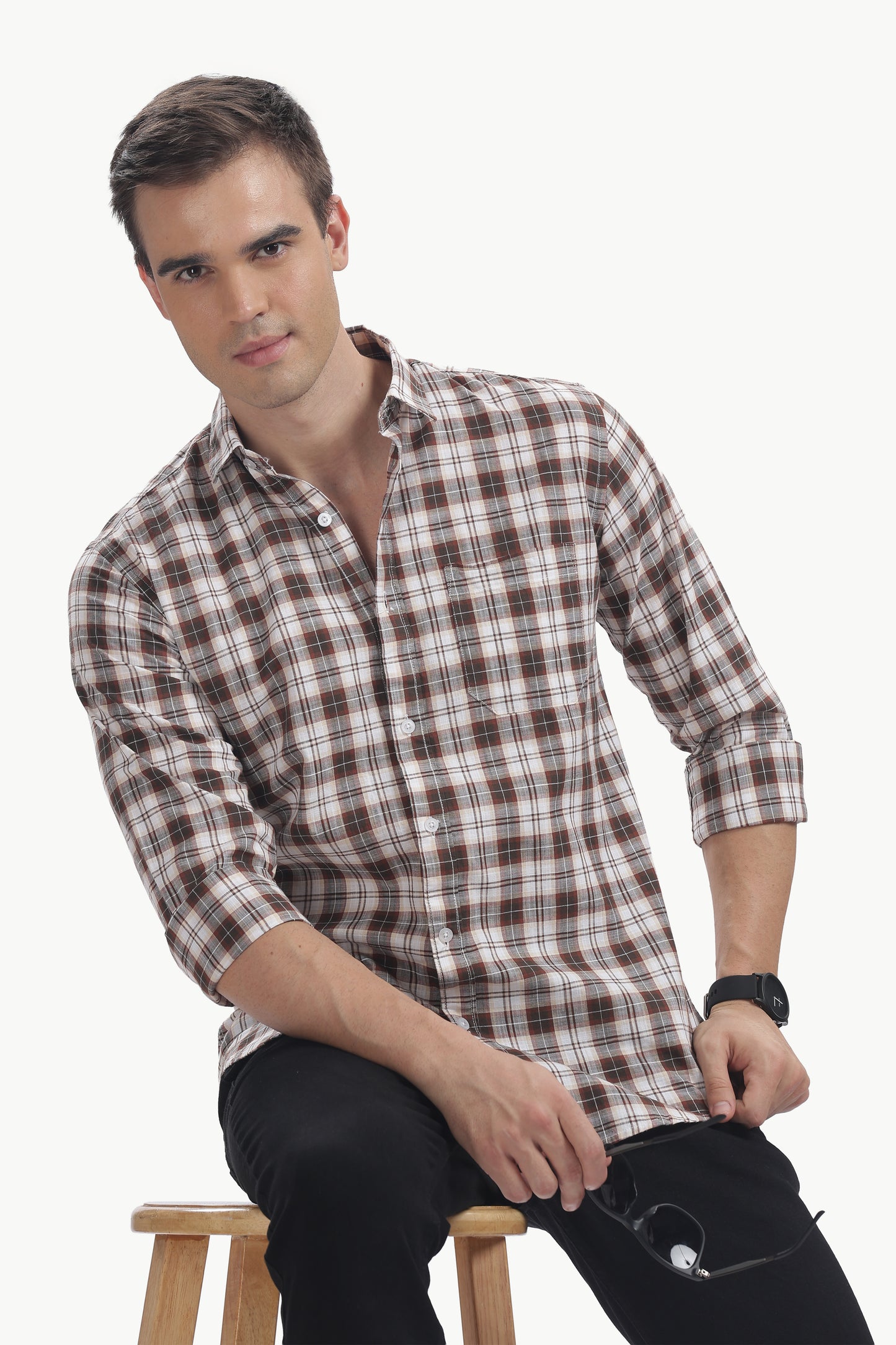 Cotton Slub Checked Shirt