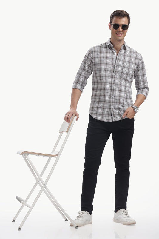 Cotton Slub Checked Shirt